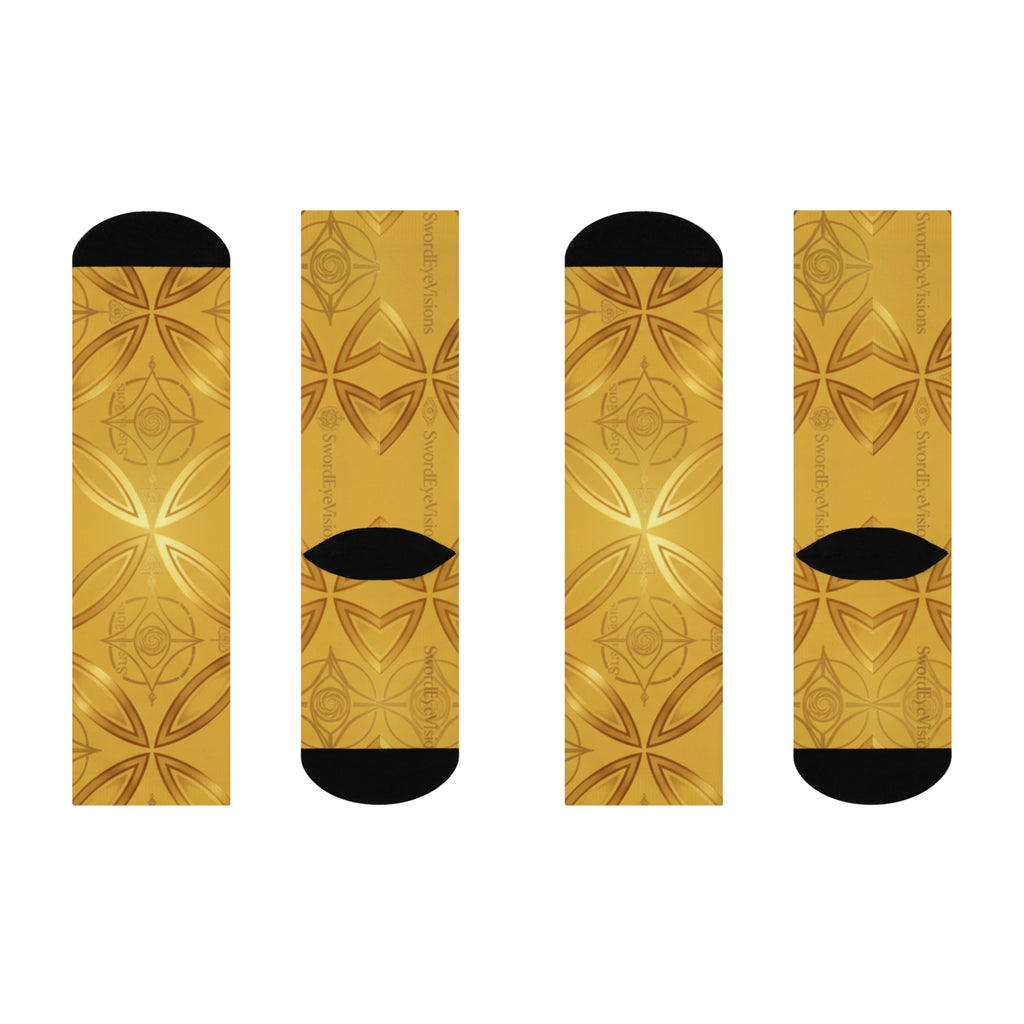 Radiant Saffron Gold Socks — SEV Dual Scale Monogram — alternate view 3 of 4