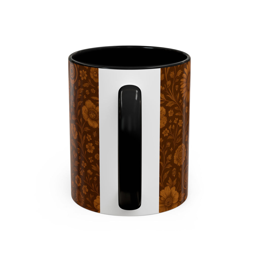 SEV ACCENT COFFEE MUG — BURNT SIENNA OCHRE FLORAL — alternate view 2 of 68