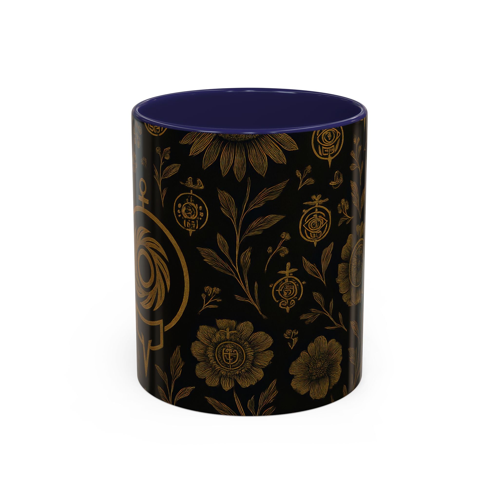 SEV ACCENT COFFEE MUG — NOIR GRAPHITE DEEP ANTIQUE GOLD FLORAL — alternate view 3 of 68