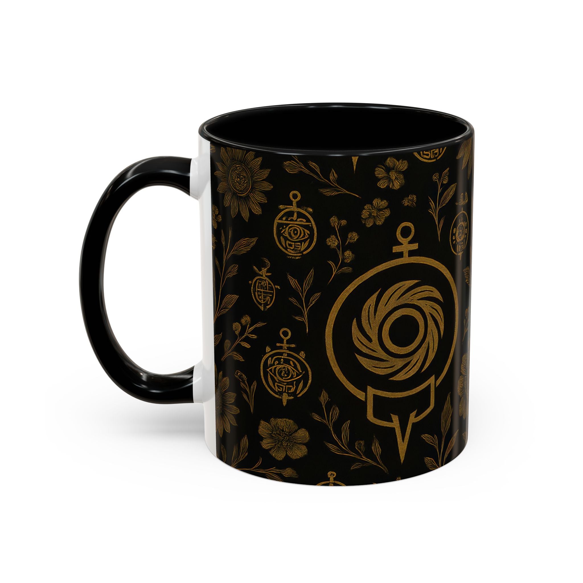 SEV ACCENT COFFEE MUG — NOIR GRAPHITE DEEP ANTIQUE GOLD FLORAL — alternate view 20 of 68