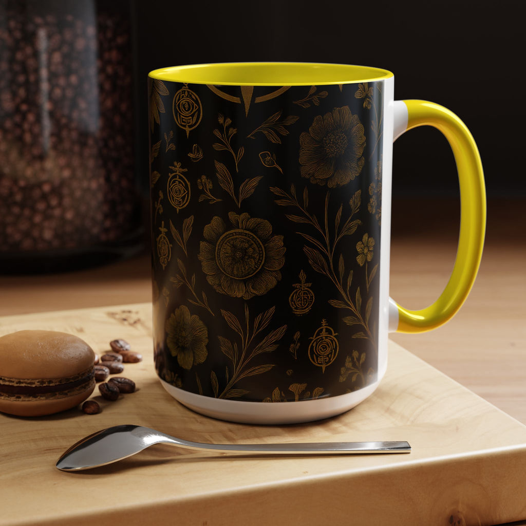 SEV ACCENT COFFEE MUG — NOIR GRAPHITE DEEP ANTIQUE GOLD FLORAL — alternate view 59 of 68