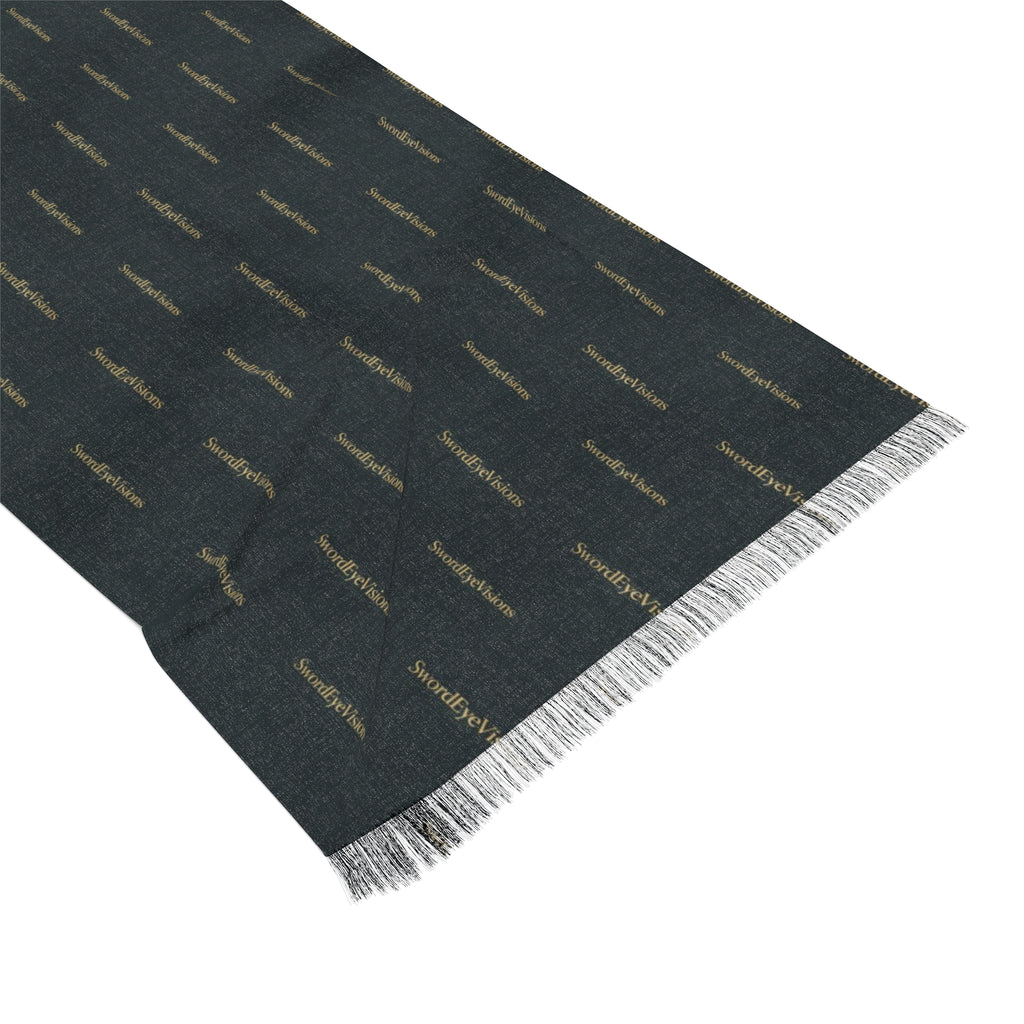 Noir Graphite Gold Scarf — SEV Wordmark Pattern — alternate view 2 of 5