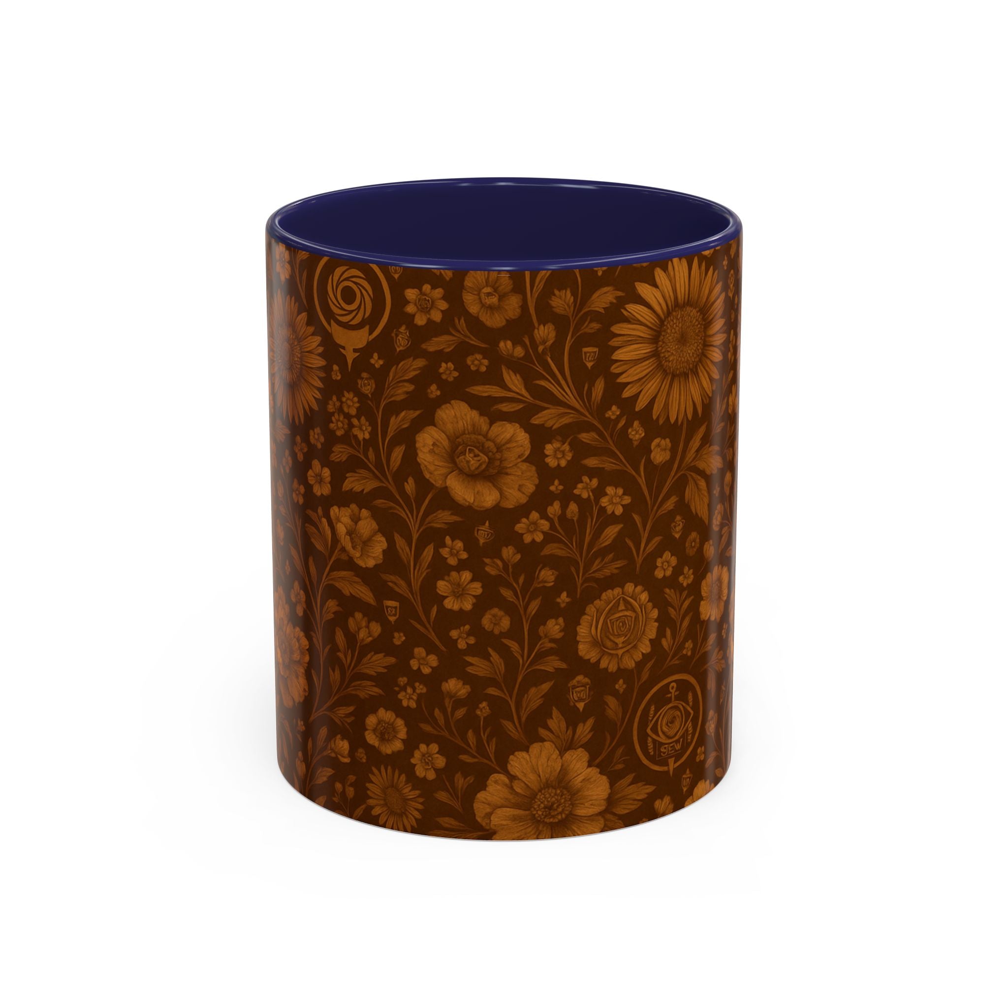 SEV ACCENT COFFEE MUG — BURNT SIENNA OCHRE FLORAL — alternate view 3 of 68