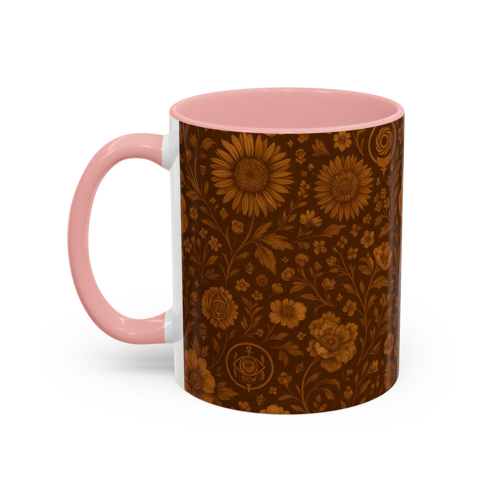 SEV ACCENT COFFEE MUG — BURNT SIENNA OCHRE FLORAL — alternate view 24 of 68