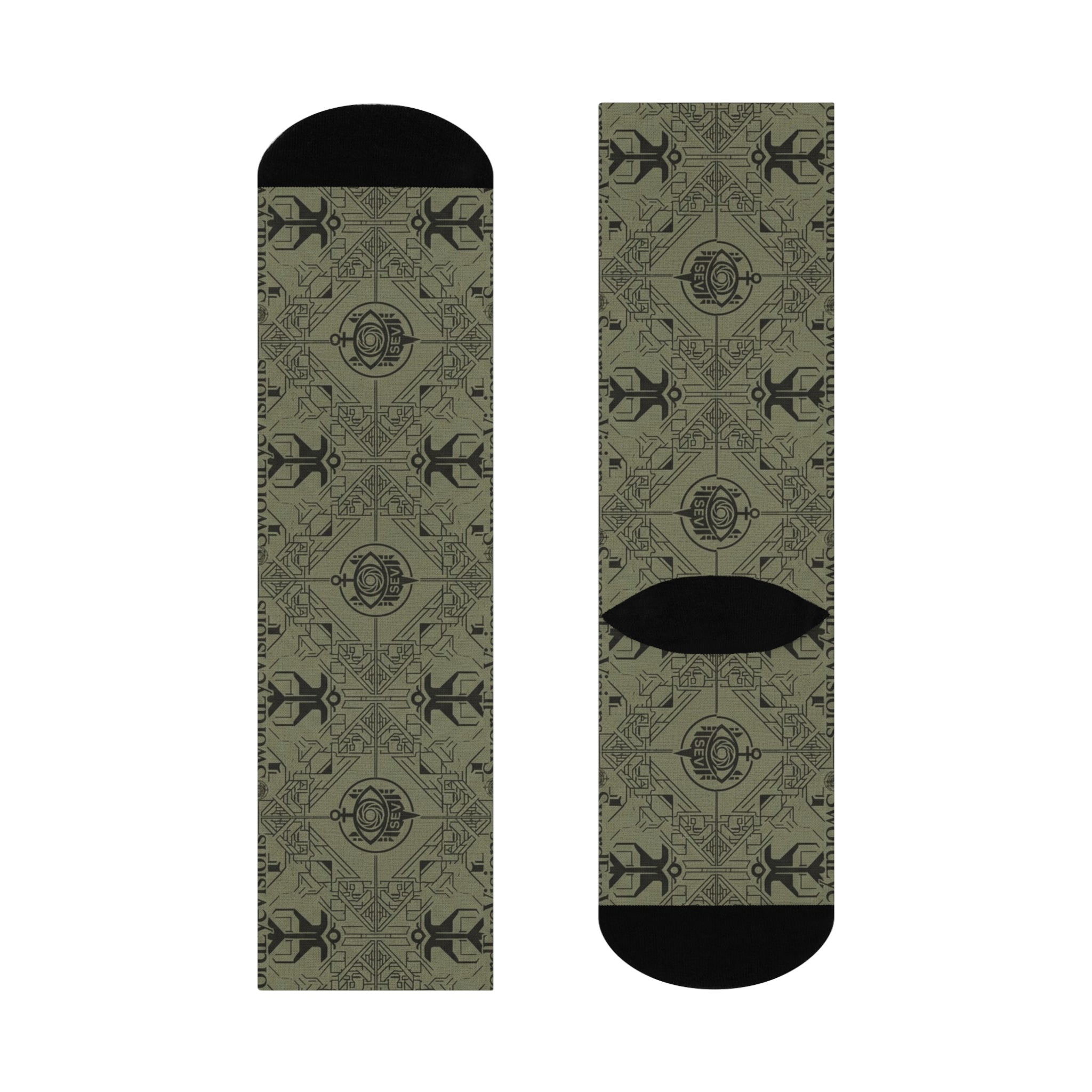 Utility Olive Noir Socks — SEV Overlaid Interlock — alternate view 4 of 4