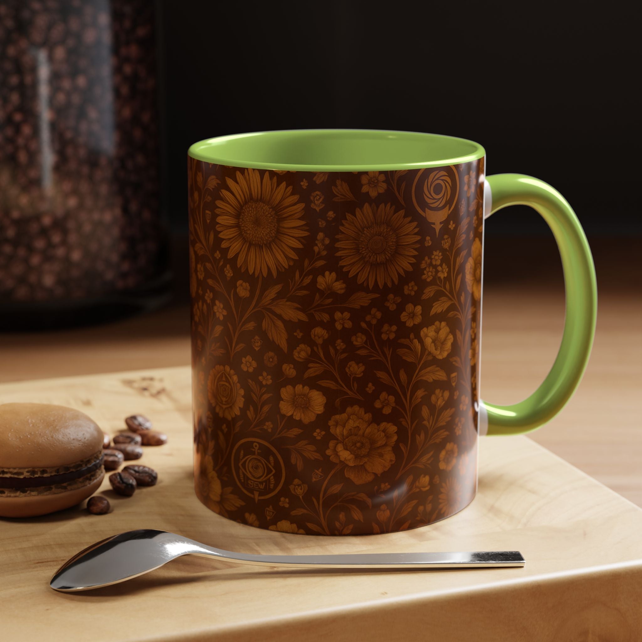 SEV ACCENT COFFEE MUG — BURNT SIENNA OCHRE FLORAL — alternate view 62 of 68