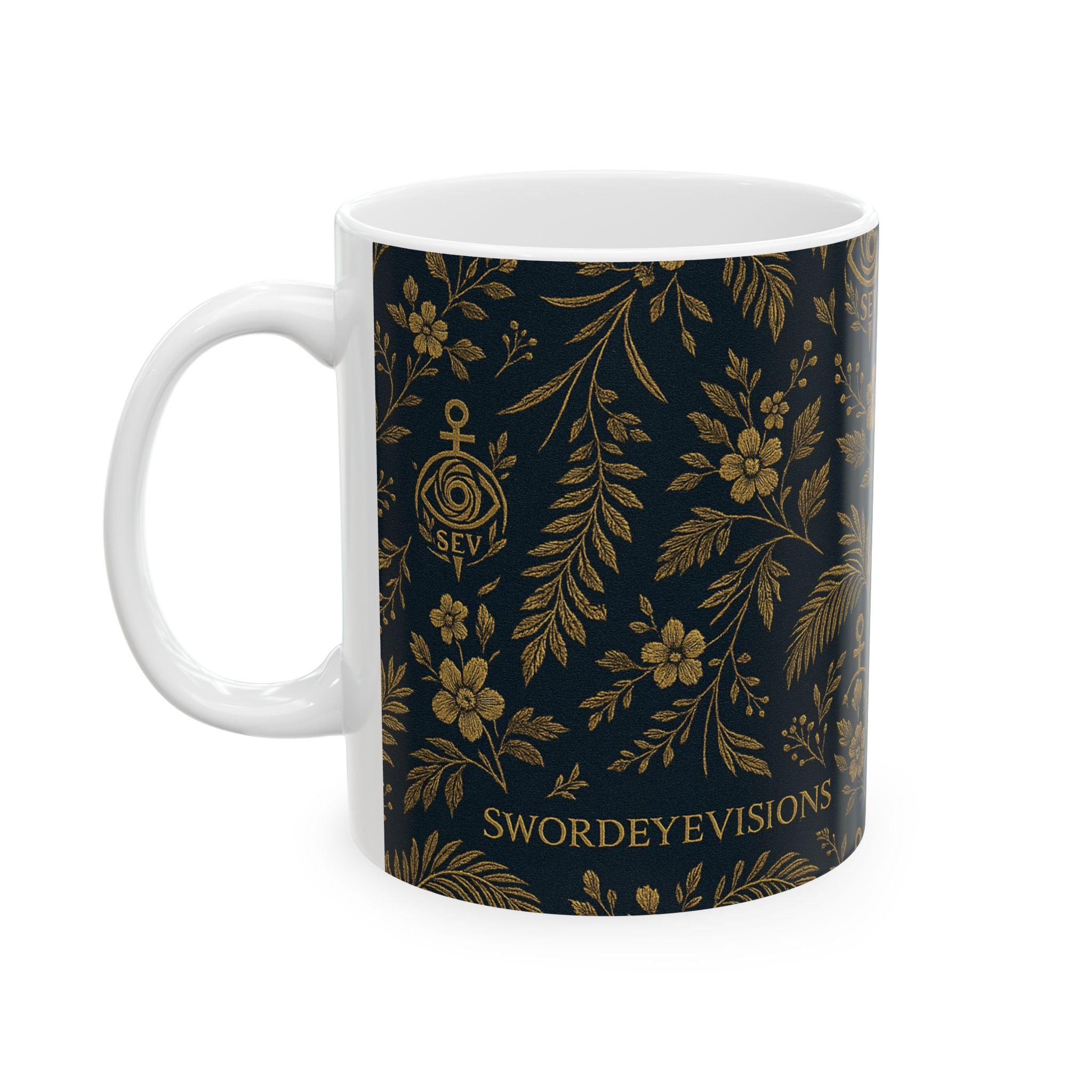 SEV CERAMIC MUG — DEEP NAVY GOLD BOTANICAL — alternate view 5 of 7