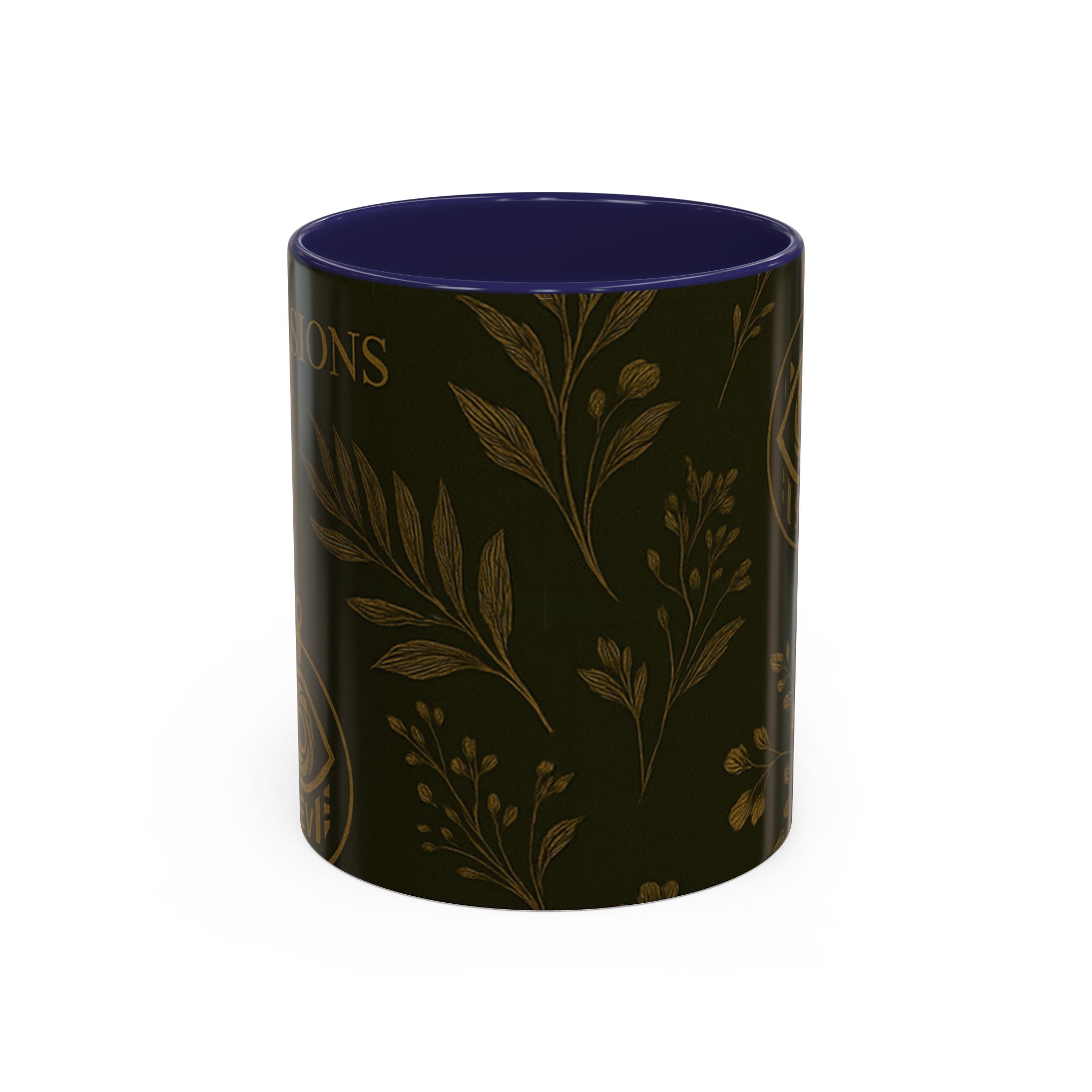 SEV ACCENT COFFEE MUG — DEEP OLIVE GOLD BOTANICAL — alternate view 2 of 68