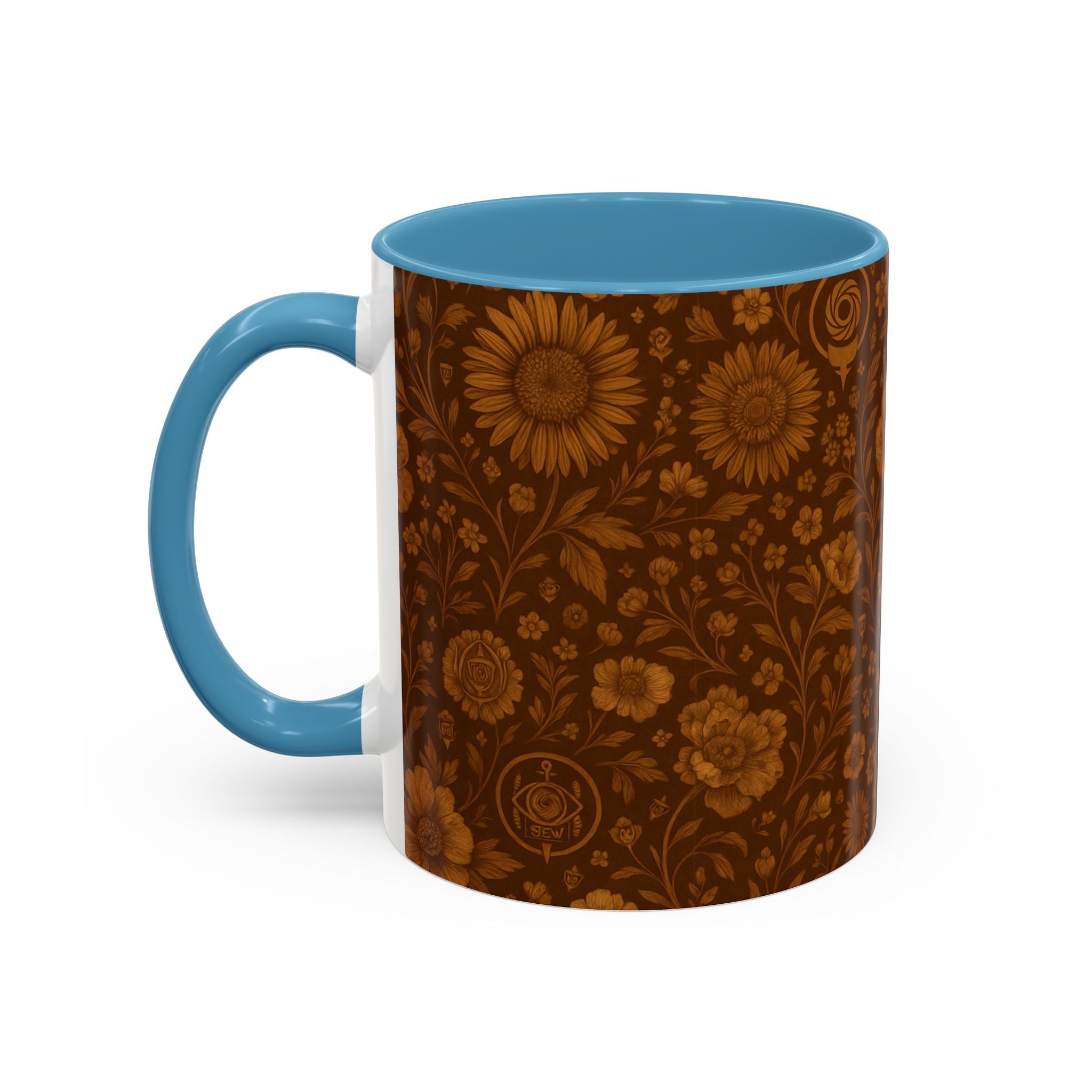 SEV ACCENT COFFEE MUG — BURNT SIENNA OCHRE FLORAL — alternate view 42 of 68
