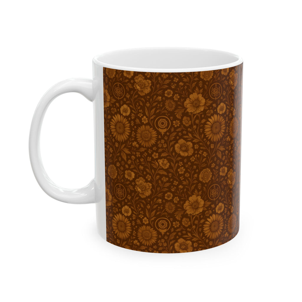 SEV CERAMIC MUG — BURNT SIENNA OCHRE FLORAL — alternate view 5 of 7