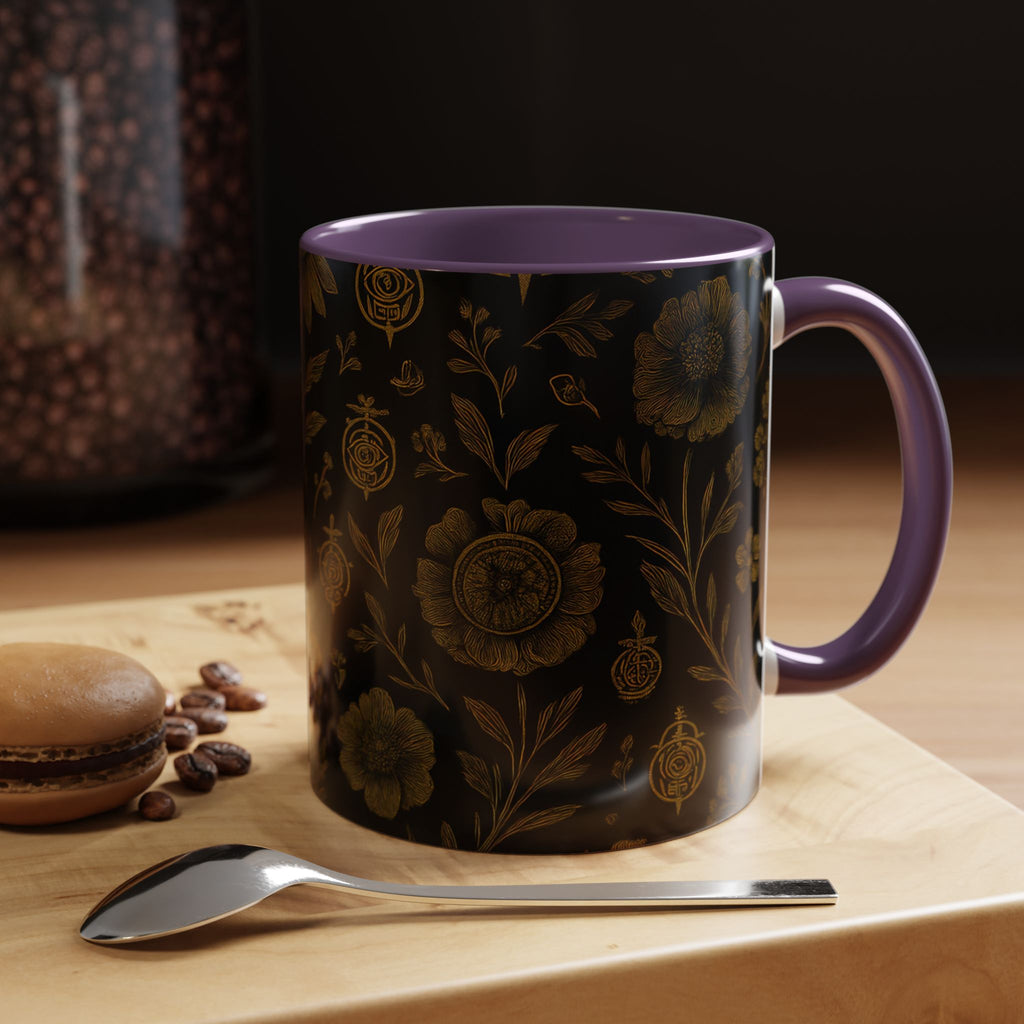 SEV ACCENT COFFEE MUG — NOIR GRAPHITE DEEP ANTIQUE GOLD FLORAL — alternate view 65 of 68