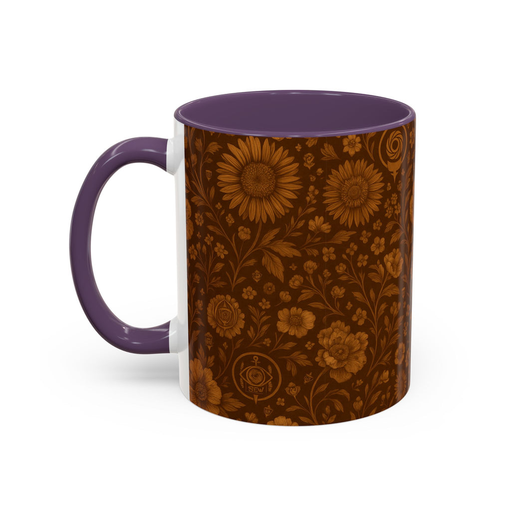 SEV ACCENT COFFEE MUG — BURNT SIENNA OCHRE FLORAL — alternate view 63 of 68