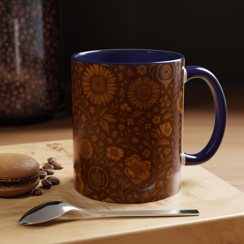 SEV ACCENT COFFEE MUG — BURNT SIENNA OCHRE FLORAL — alternate view 23 of 68