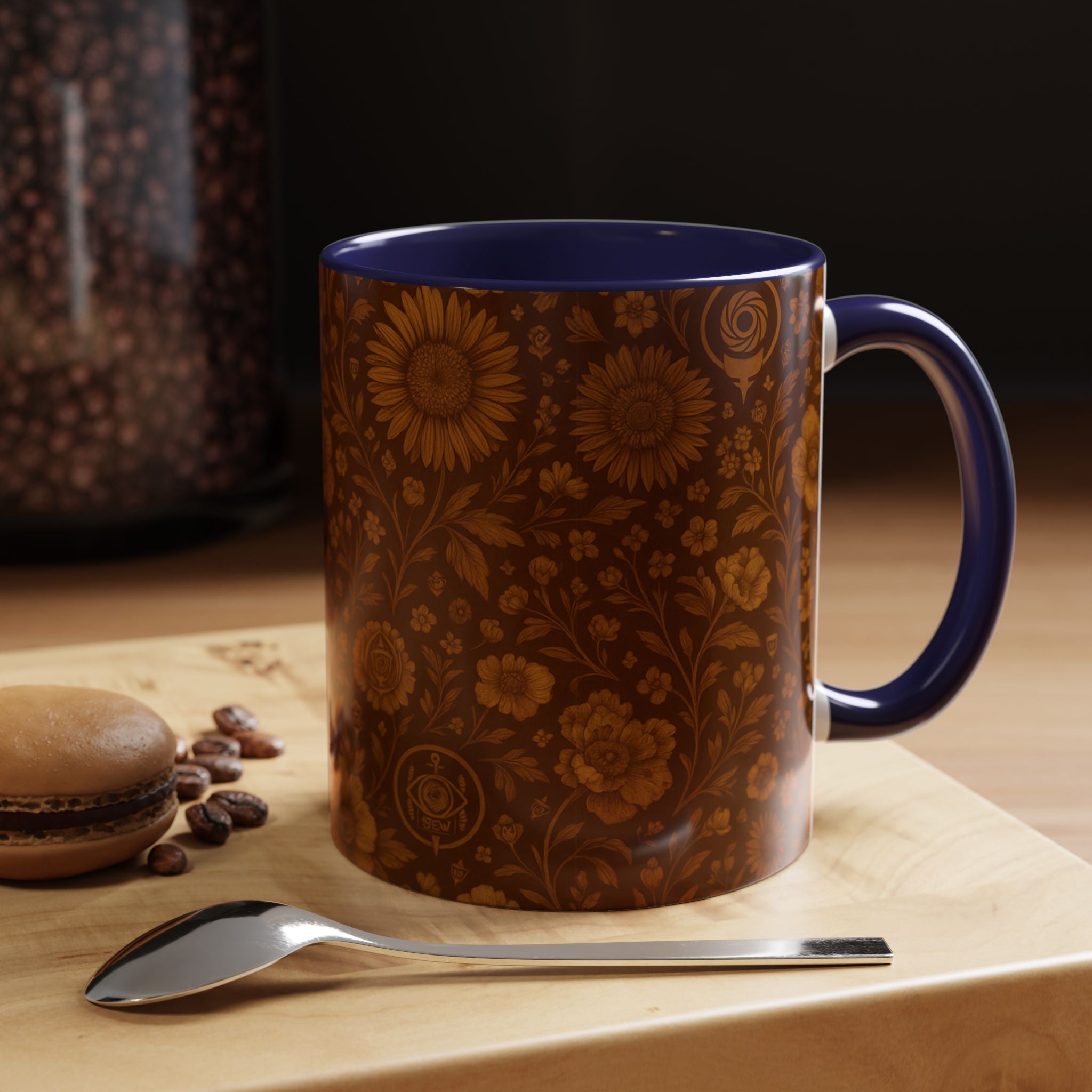 SEV ACCENT COFFEE MUG — BURNT SIENNA OCHRE FLORAL — alternate view 23 of 68