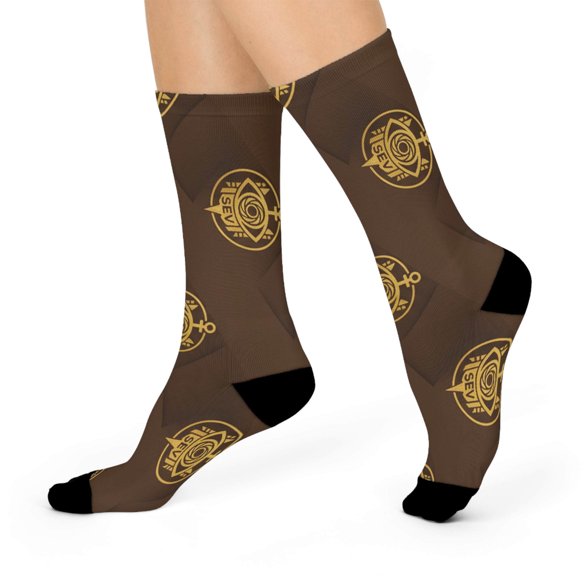 Heritage Brown Socks — SEV Chevron Monogram — alternate view 2 of 4