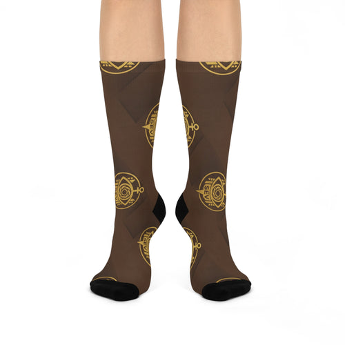 Heritage Brown Socks — SEV Chevron Monogram — alternate view 1 of 4