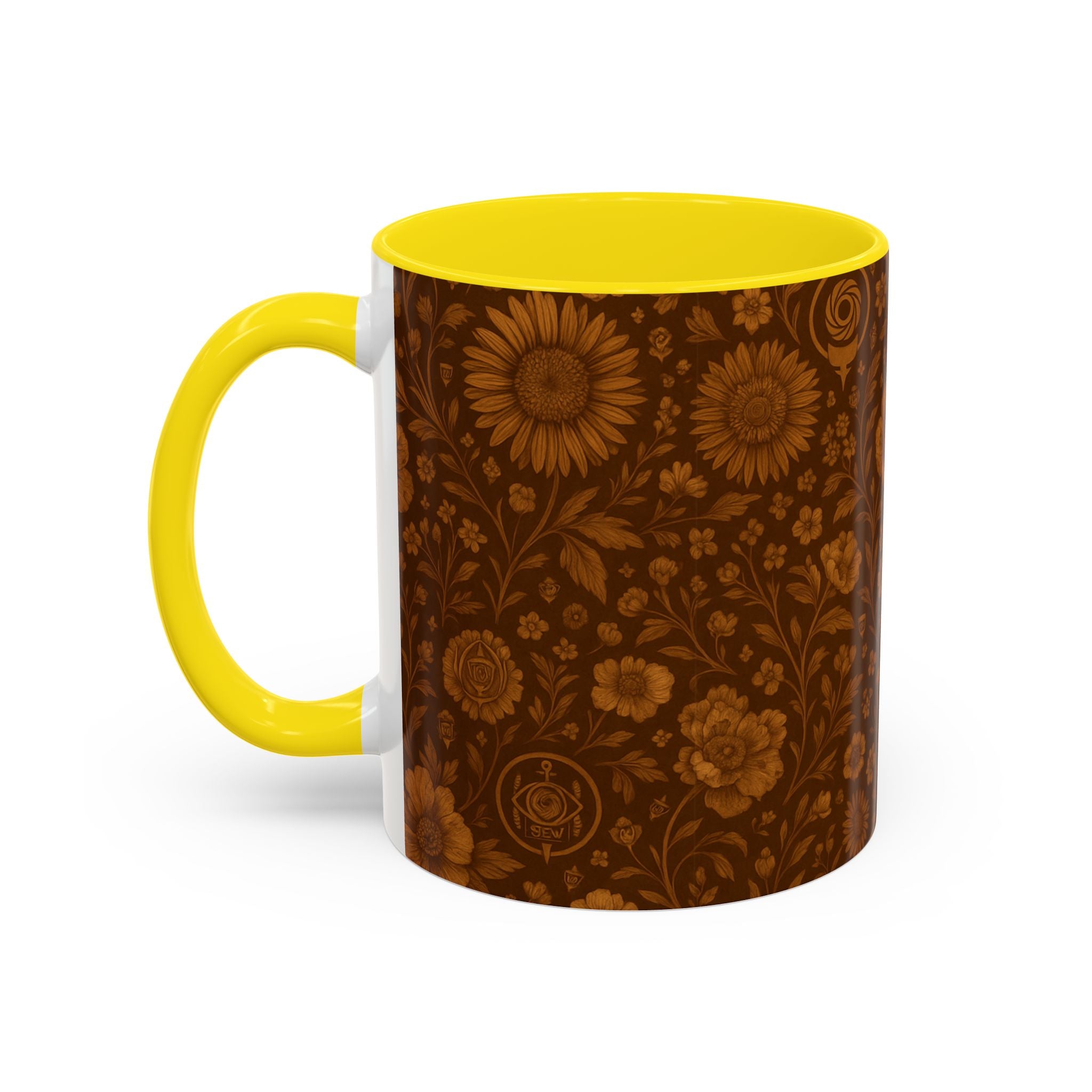 SEV ACCENT COFFEE MUG — BURNT SIENNA OCHRE FLORAL — alternate view 51 of 68