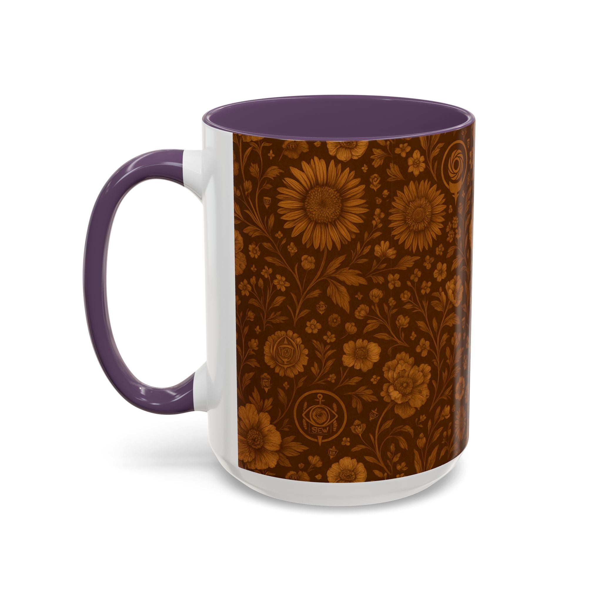 SEV ACCENT COFFEE MUG — BURNT SIENNA OCHRE FLORAL — alternate view 66 of 68