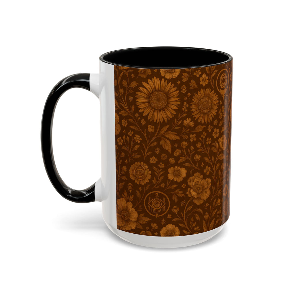 SEV ACCENT COFFEE MUG — BURNT SIENNA OCHRE FLORAL — alternate view 30 of 68