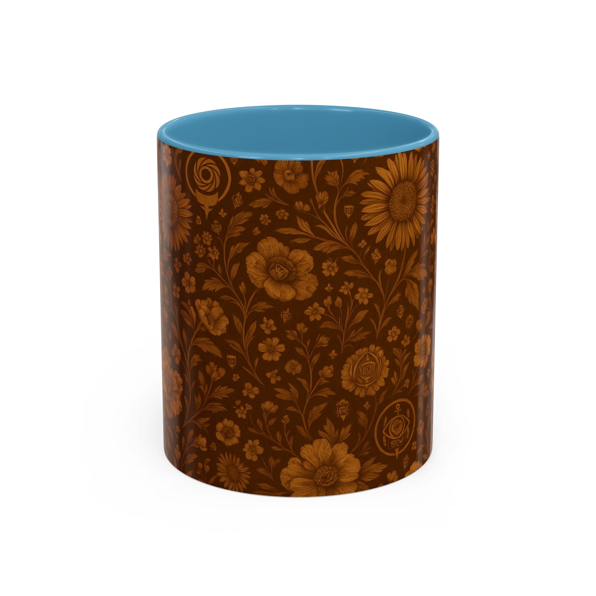 SEV ACCENT COFFEE MUG — BURNT SIENNA OCHRE FLORAL — alternate view 10 of 68