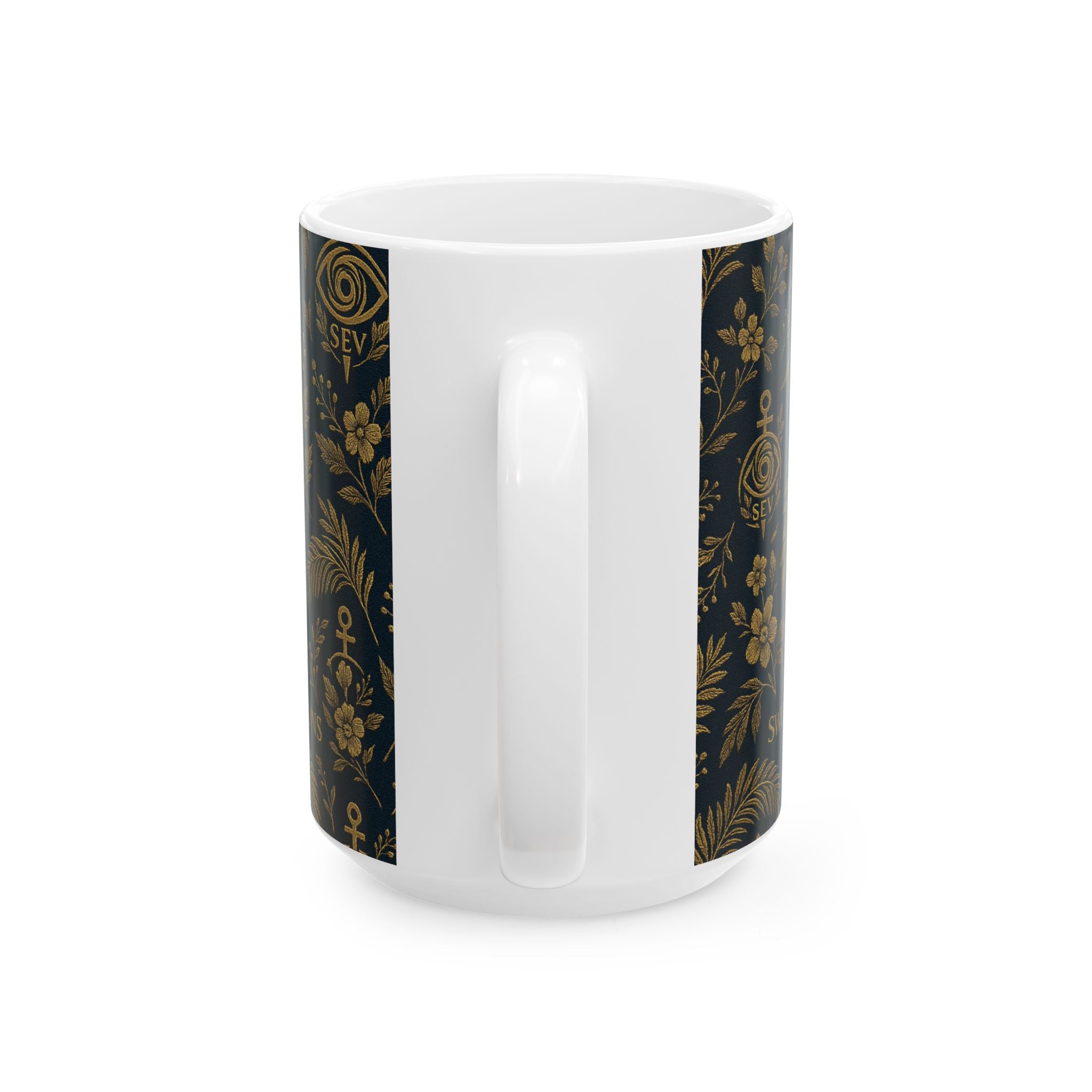 SEV CERAMIC MUG — DEEP NAVY GOLD BOTANICAL — alternate view 6 of 7