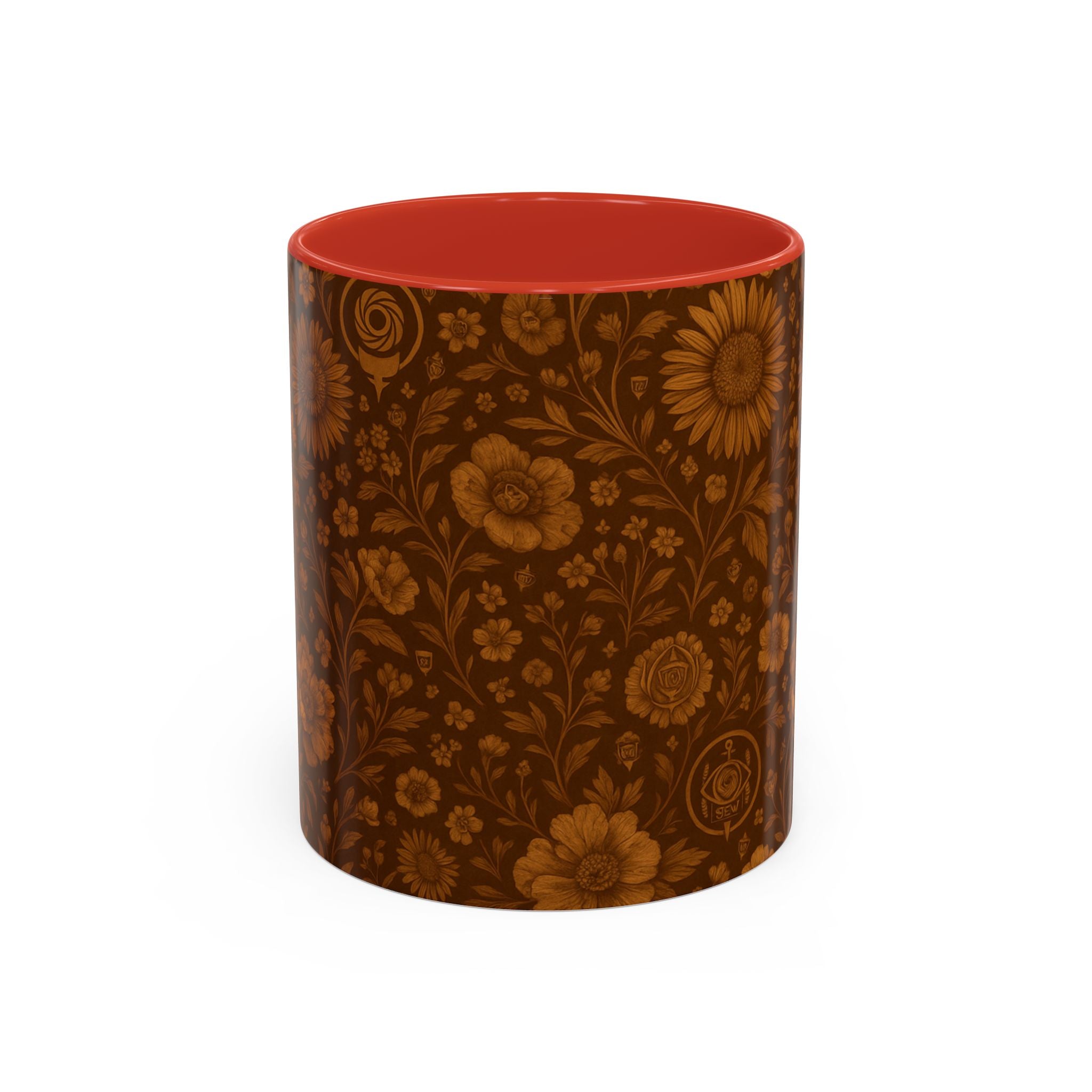 SEV ACCENT COFFEE MUG — BURNT SIENNA OCHRE FLORAL — alternate view 5 of 68