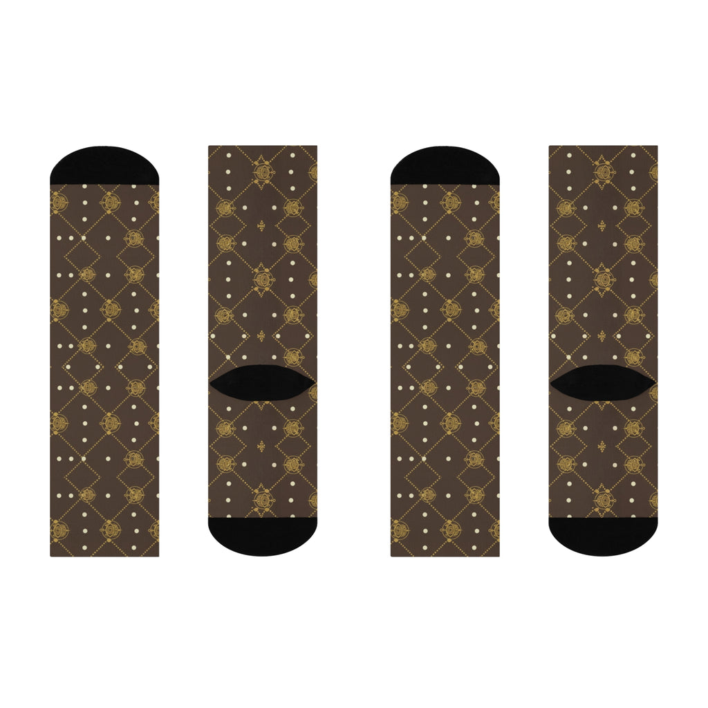Deep Cocoa Socks — SEV Diamond Monogram — alternate view 3 of 4