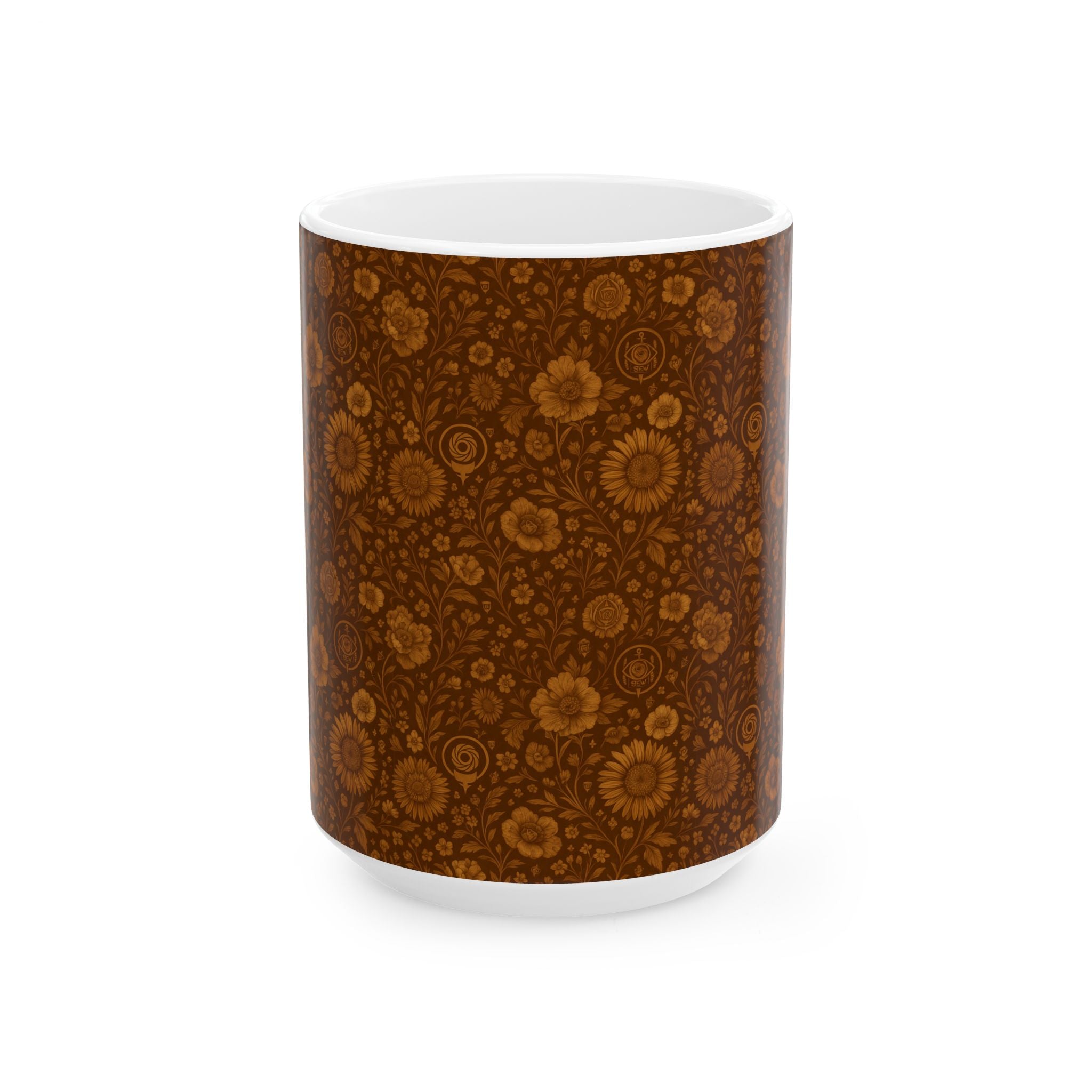 SEV CERAMIC MUG — BURNT SIENNA OCHRE FLORAL — alternate view 3 of 7