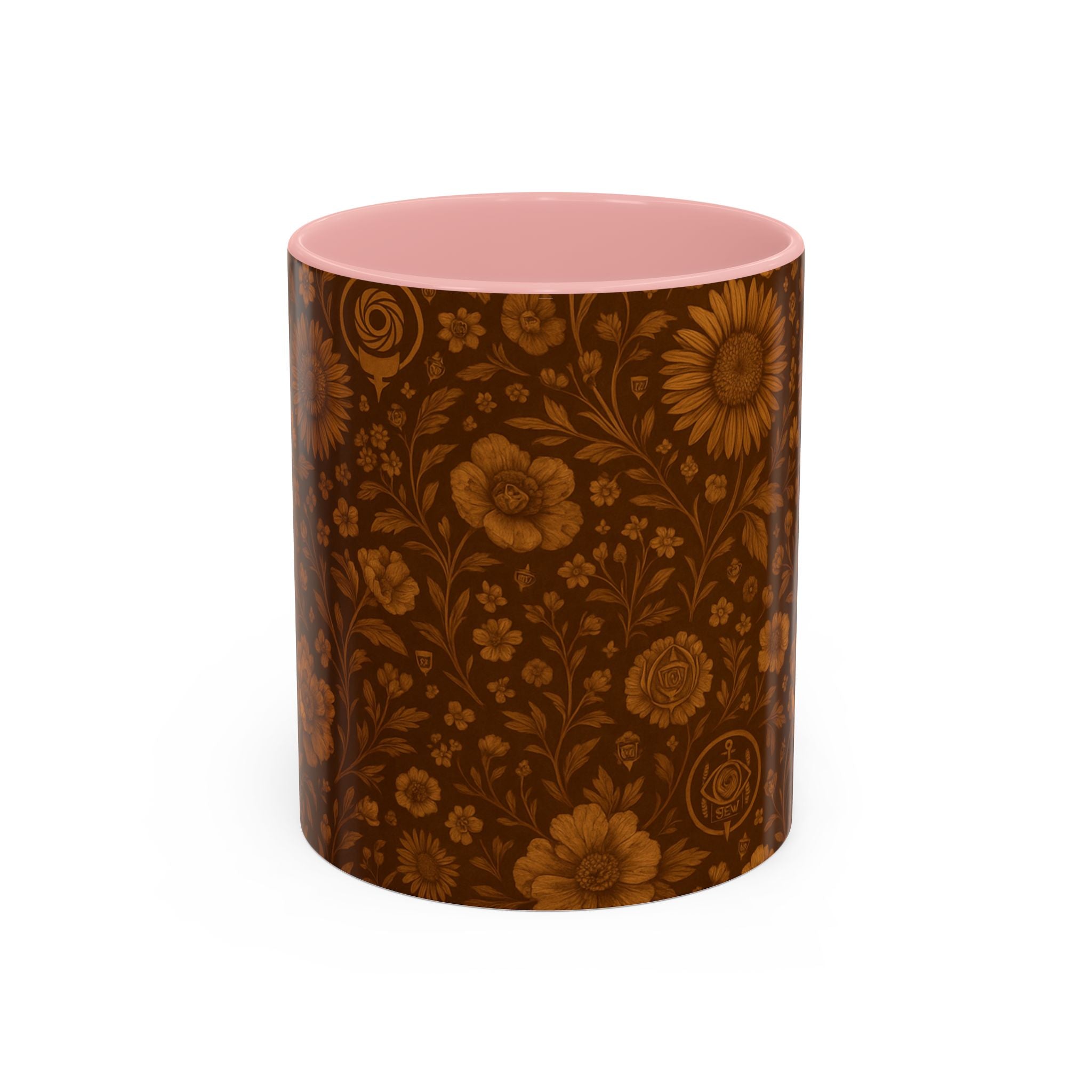 SEV ACCENT COFFEE MUG — BURNT SIENNA OCHRE FLORAL — alternate view 4 of 68