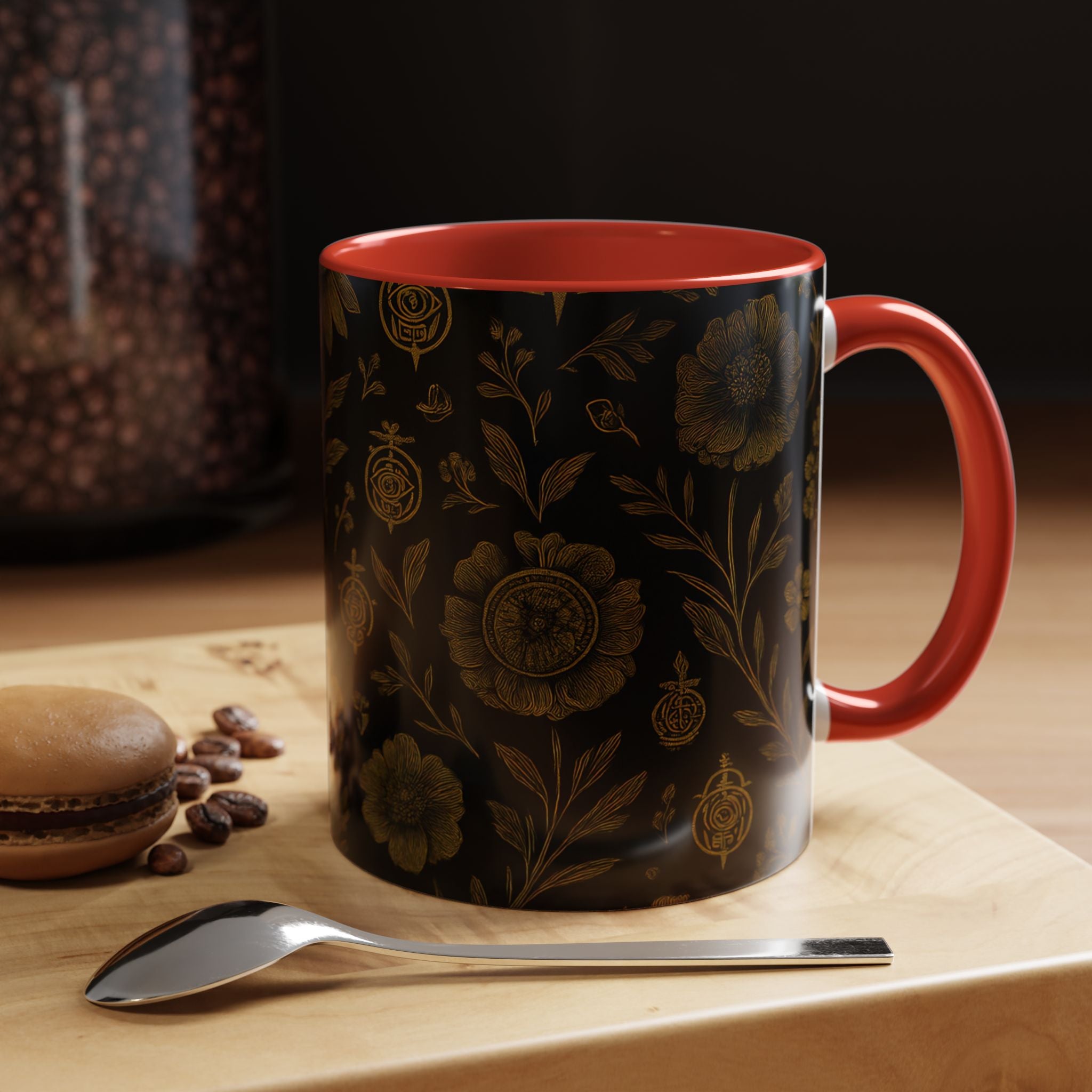 SEV ACCENT COFFEE MUG — NOIR GRAPHITE DEEP ANTIQUE GOLD FLORAL — alternate view 29 of 68
