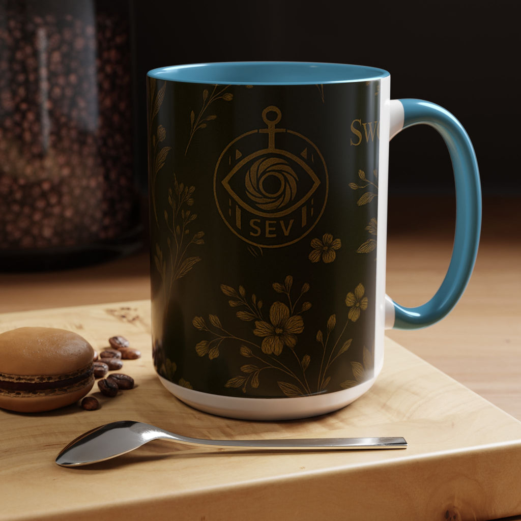 SEV ACCENT COFFEE MUG — DEEP OLIVE GOLD BOTANICAL — alternate view 47 of 68