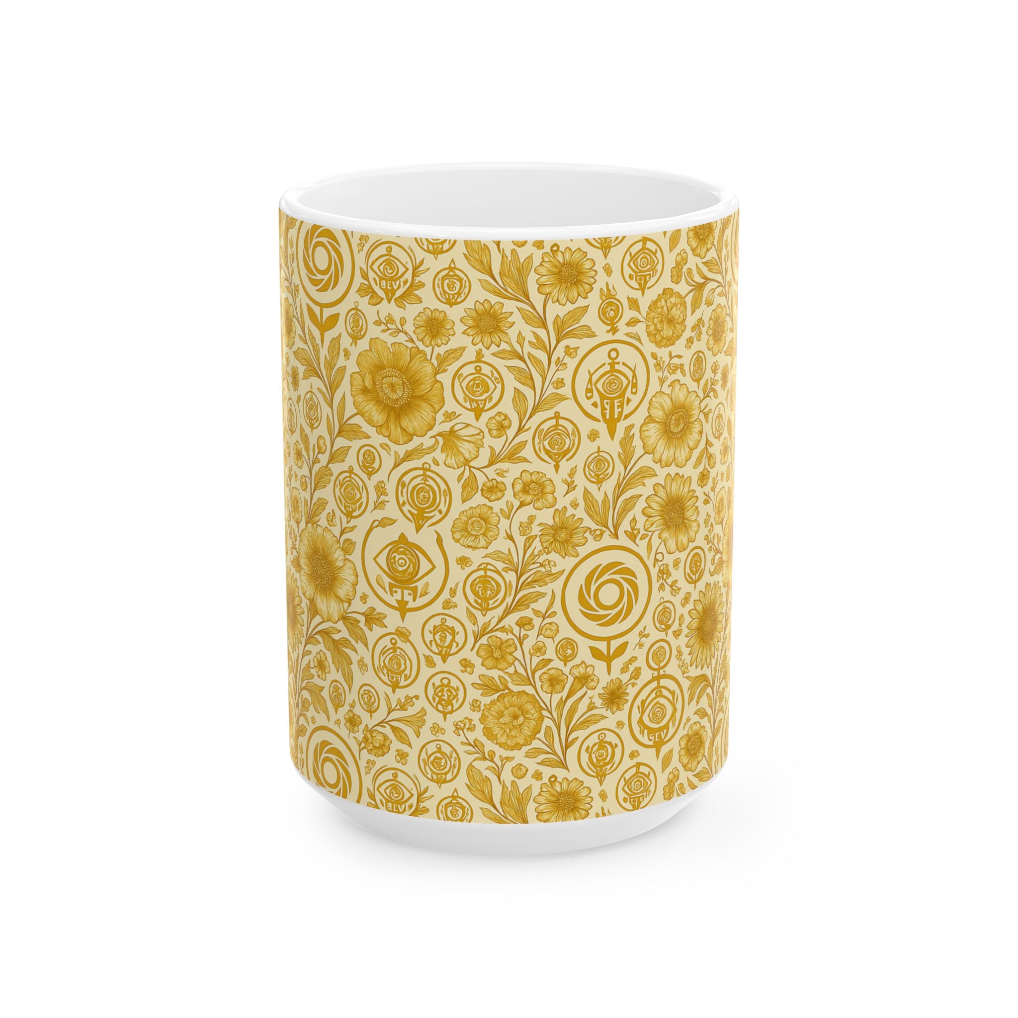 SEV CERAMIC MUG — GOLDCREAM FLORAL (LARGE SCALE) — alternate view 3 of 7