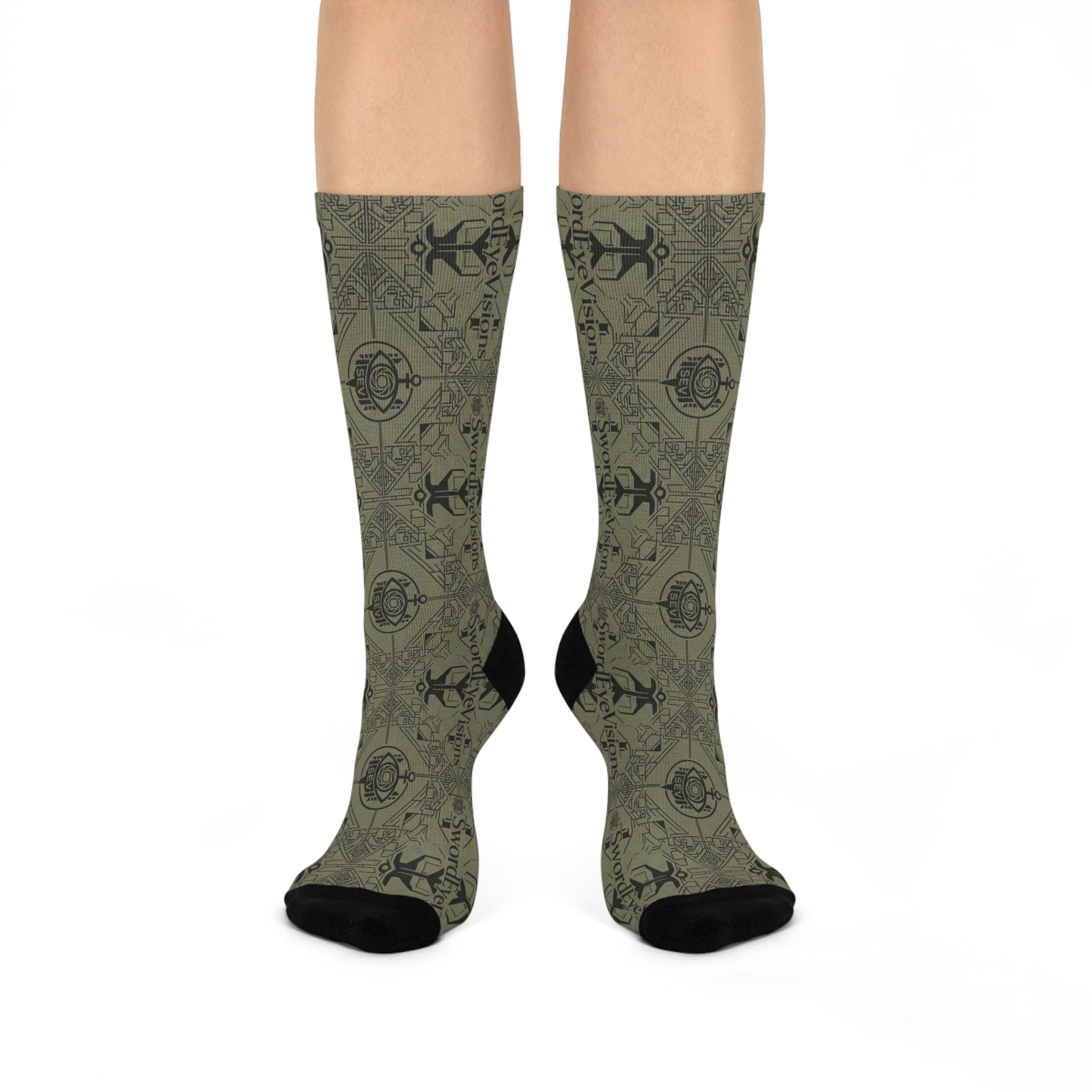Utility Olive Noir Socks — SEV Overlaid Interlock — alternate view 1 of 4