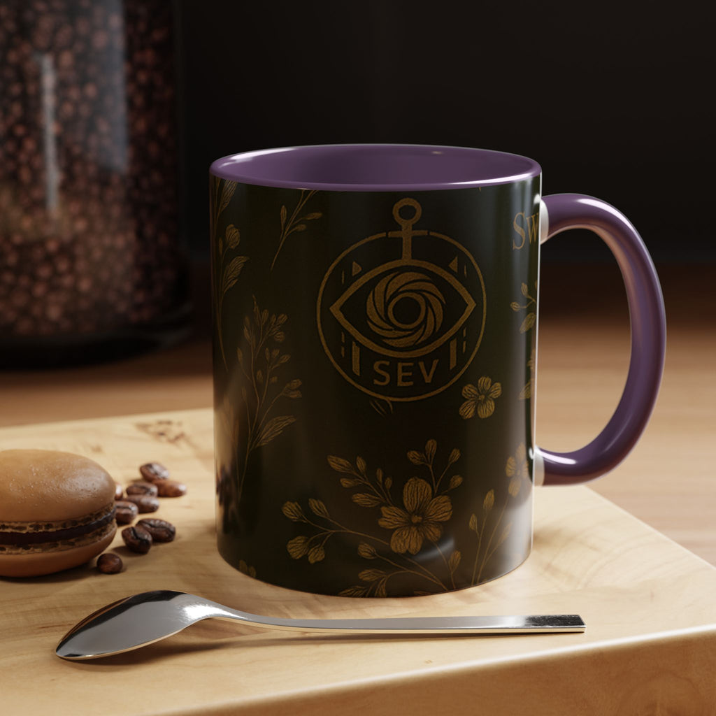 SEV ACCENT COFFEE MUG — DEEP OLIVE GOLD BOTANICAL — alternate view 65 of 68
