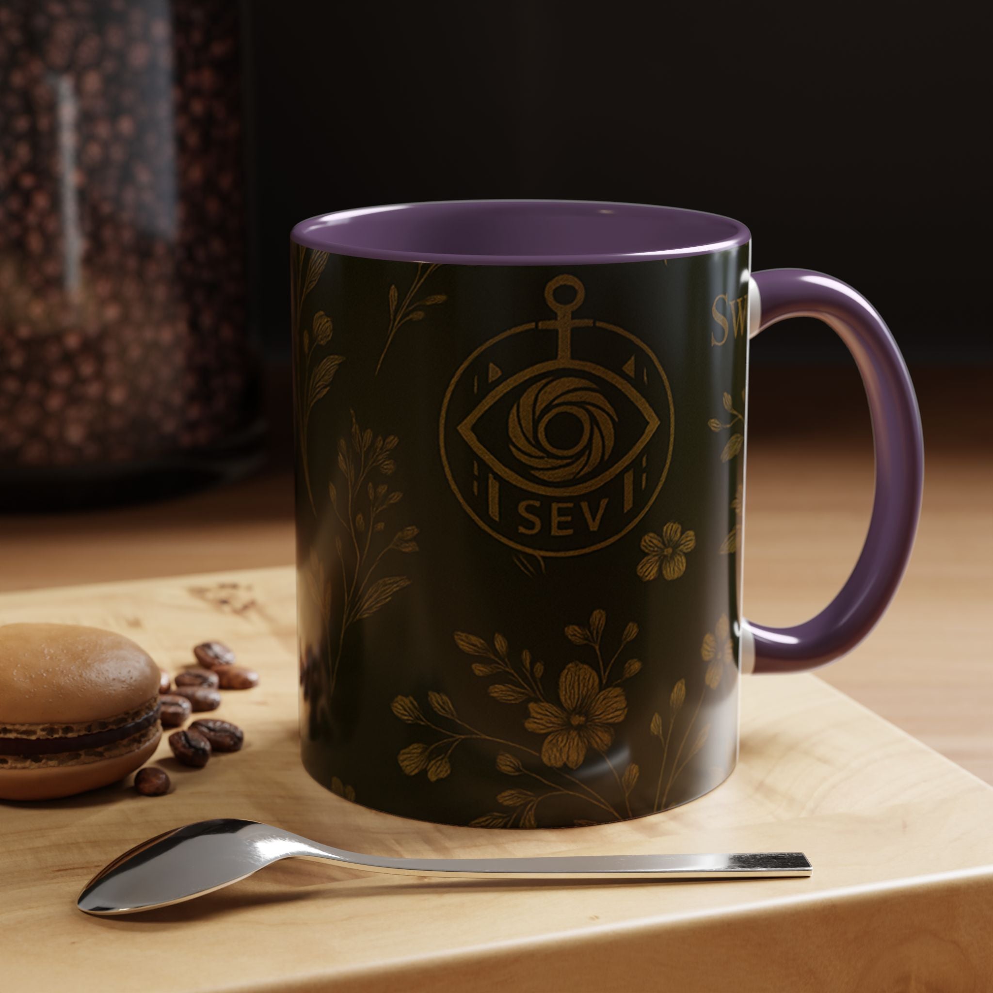 SEV ACCENT COFFEE MUG — DEEP OLIVE GOLD BOTANICAL — alternate view 65 of 68