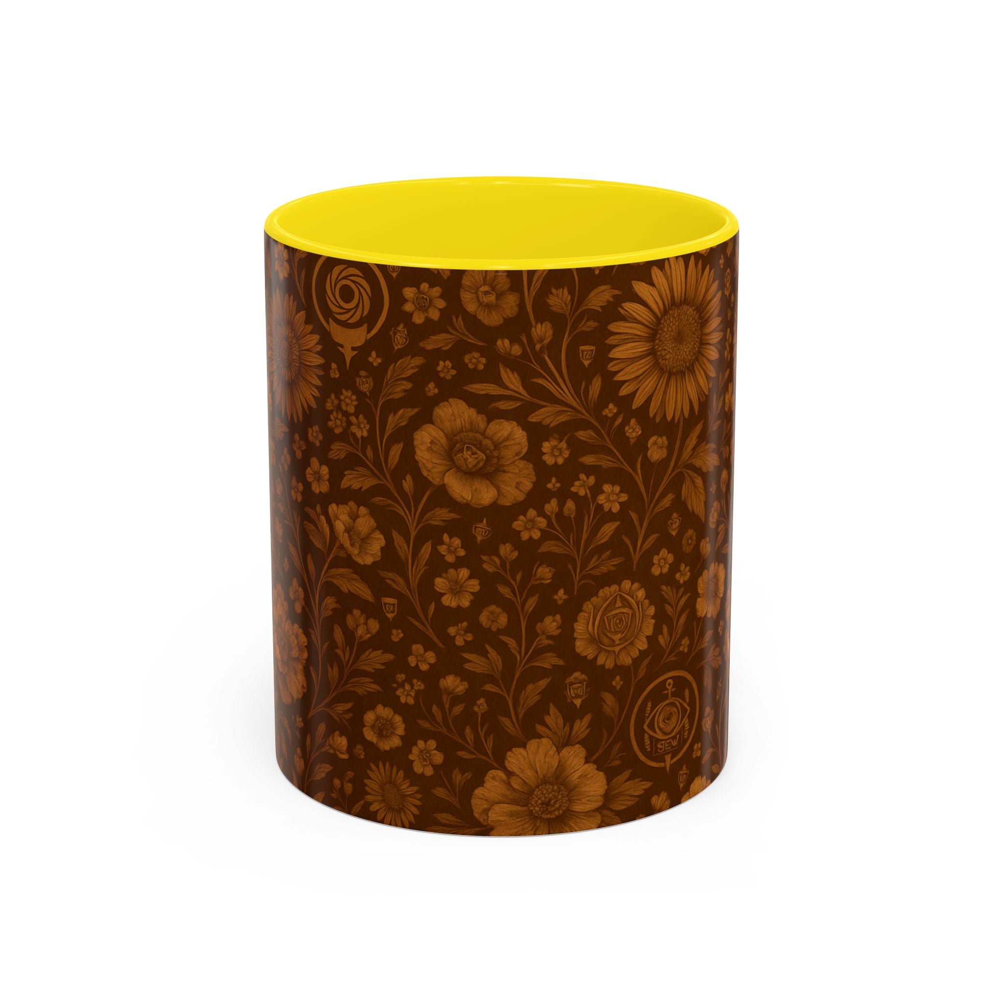 SEV ACCENT COFFEE MUG — BURNT SIENNA OCHRE FLORAL — alternate view 13 of 68