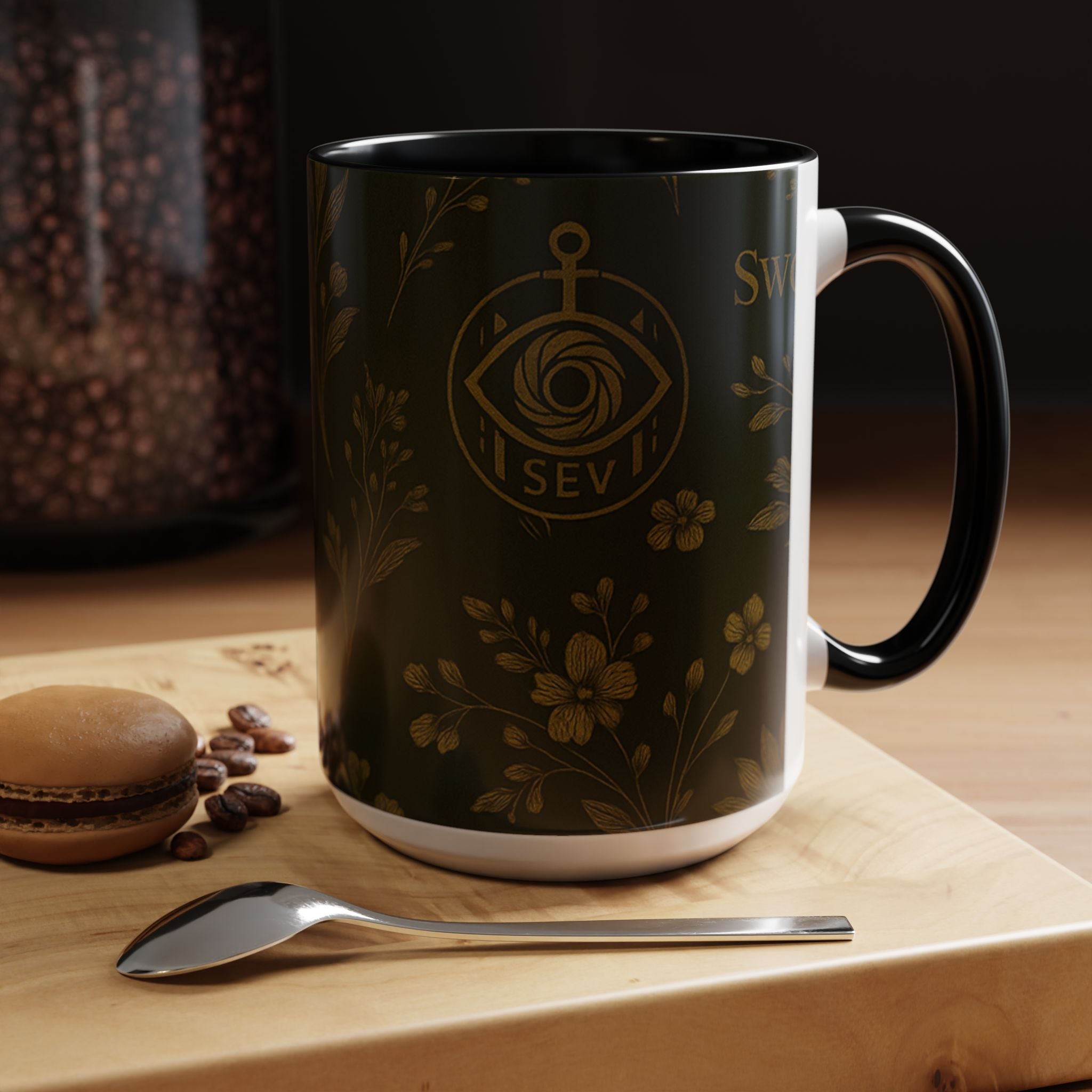 SEV ACCENT COFFEE MUG — DEEP OLIVE GOLD BOTANICAL — alternate view 32 of 68