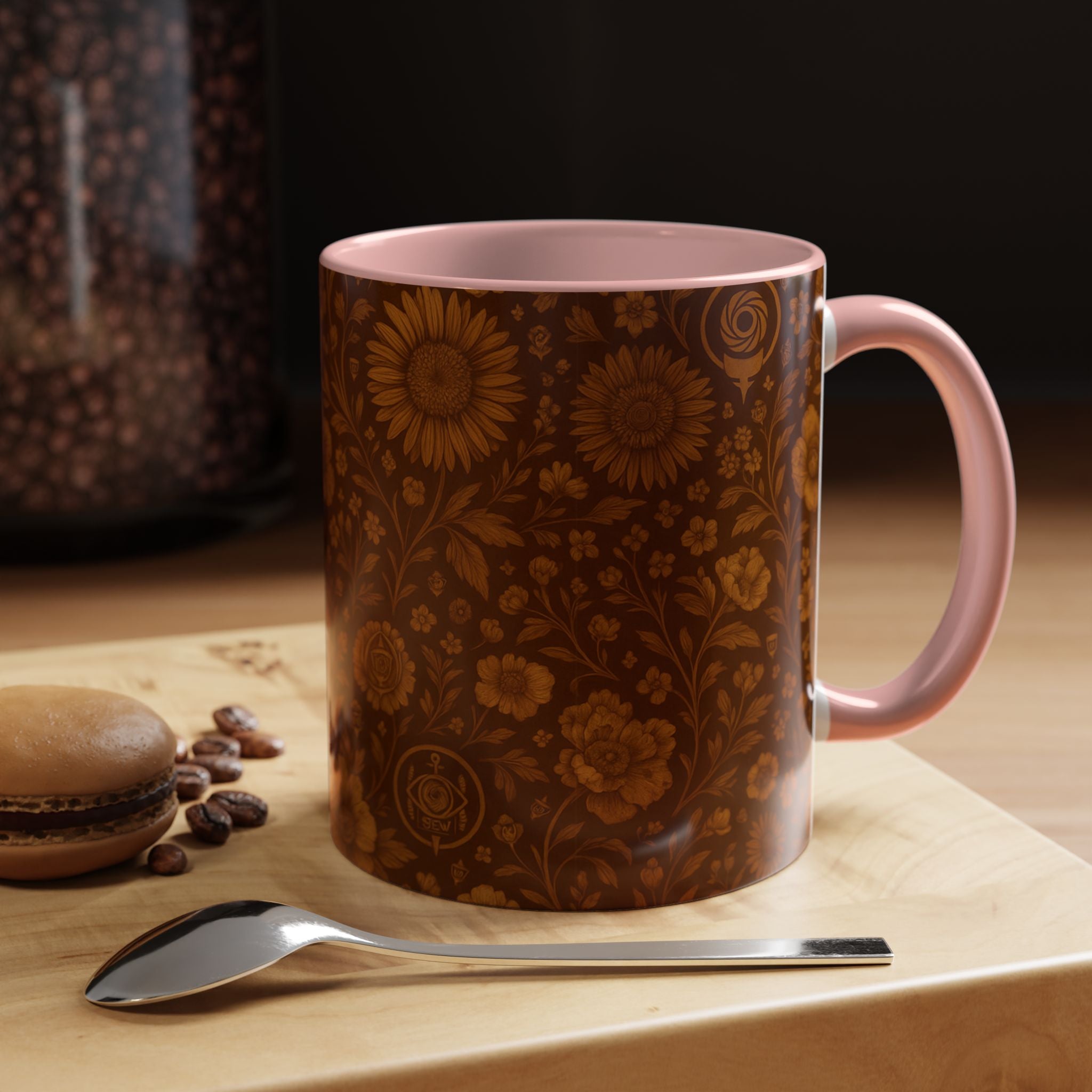 SEV ACCENT COFFEE MUG — BURNT SIENNA OCHRE FLORAL — alternate view 26 of 68