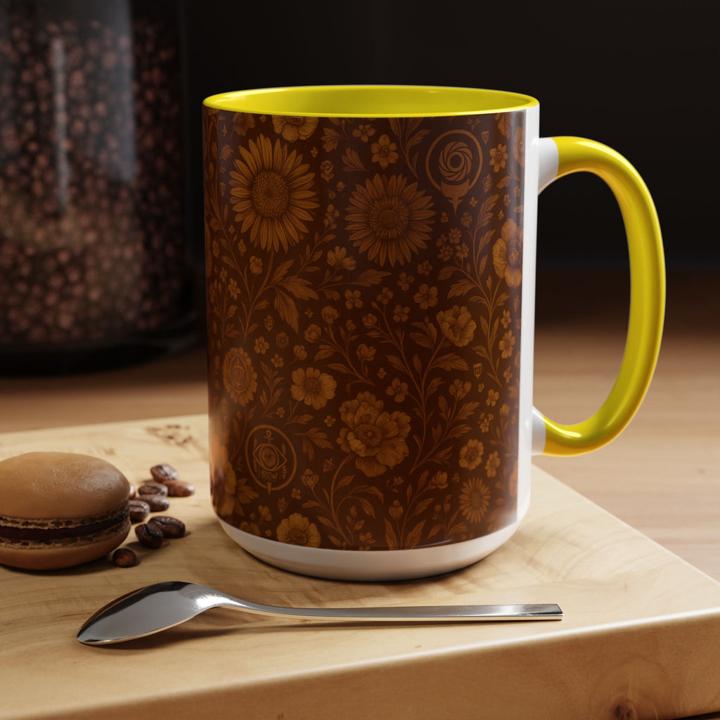 SEV ACCENT COFFEE MUG — BURNT SIENNA OCHRE FLORAL — alternate view 59 of 68