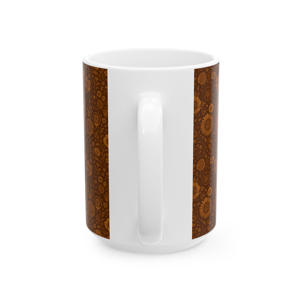 SEV CERAMIC MUG — BURNT SIENNA OCHRE FLORAL — alternate view 6 of 7