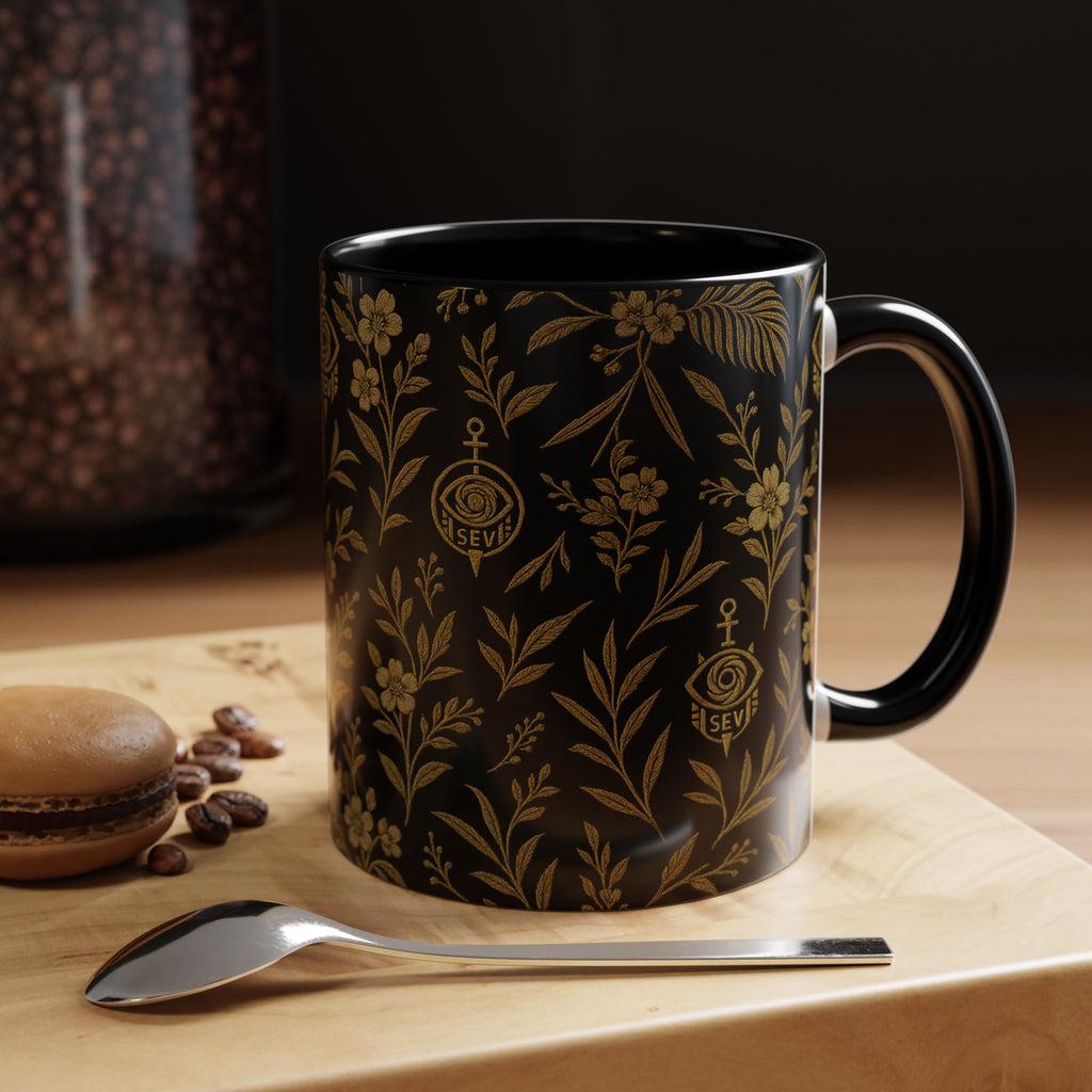 SEV ACCENT COFFEE MUG — TRUE NOIR RICH GOLD BOTANICAL — alternate view 1 of 68