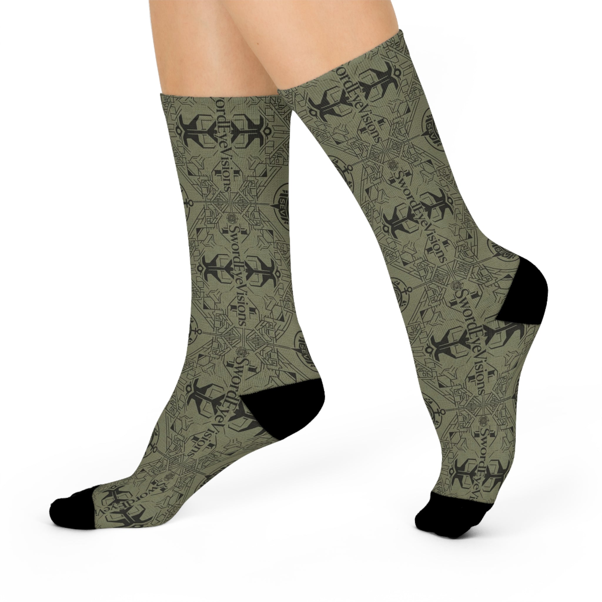 Utility Olive Noir Socks — SEV Overlaid Interlock — alternate view 2 of 4