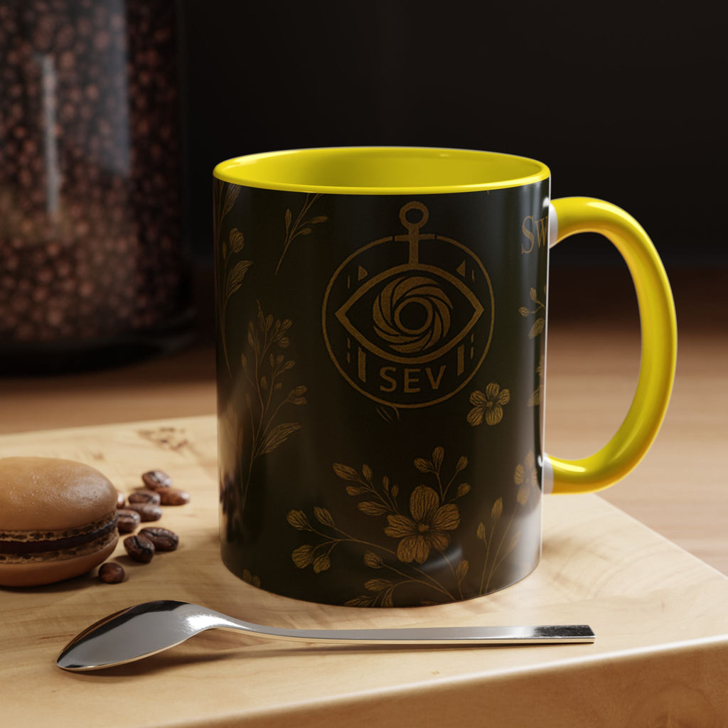SEV ACCENT COFFEE MUG — DEEP OLIVE GOLD BOTANICAL — alternate view 53 of 68