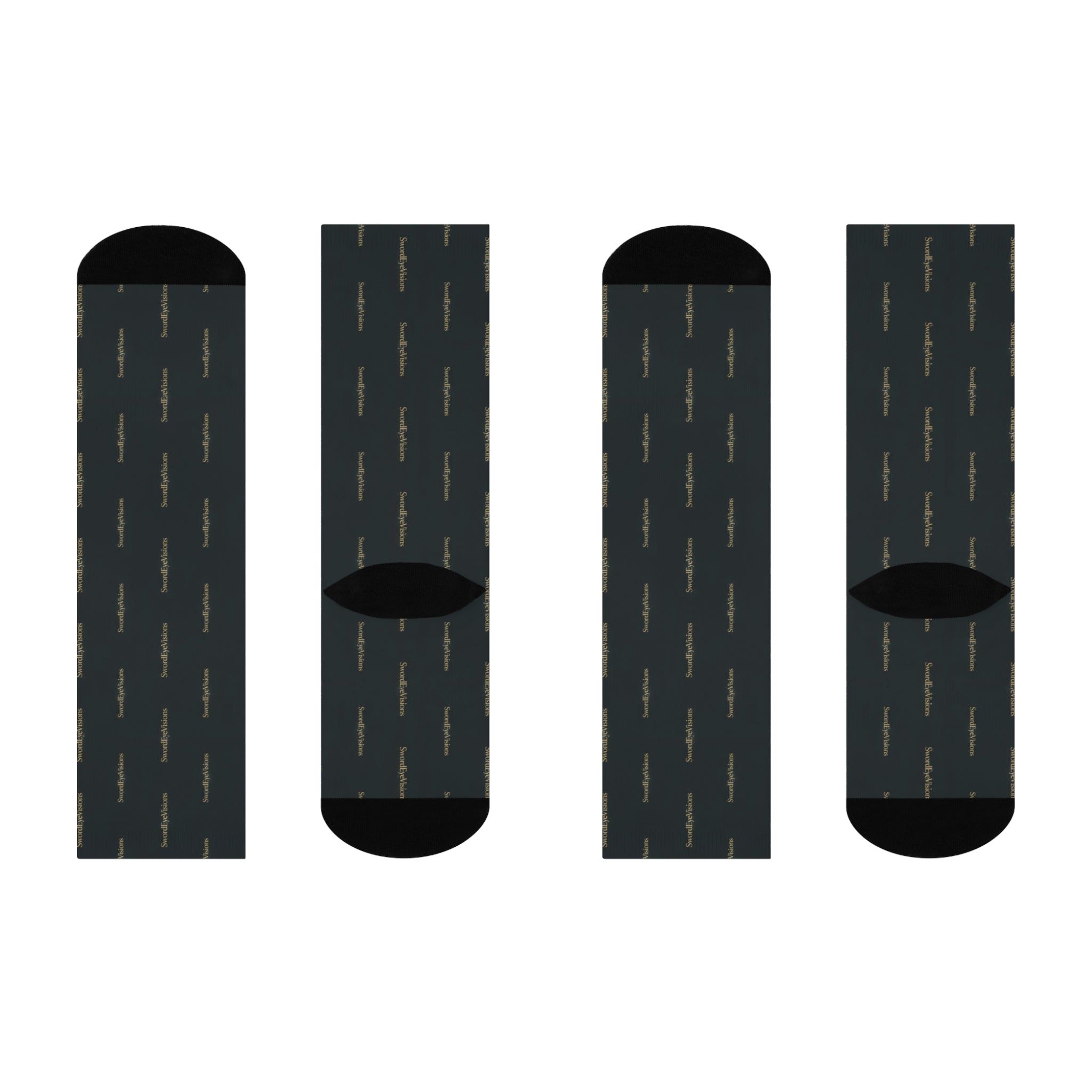 Noir Graphite Gold Socks — SEV Negative Space Wordmark — alternate view 3 of 4
