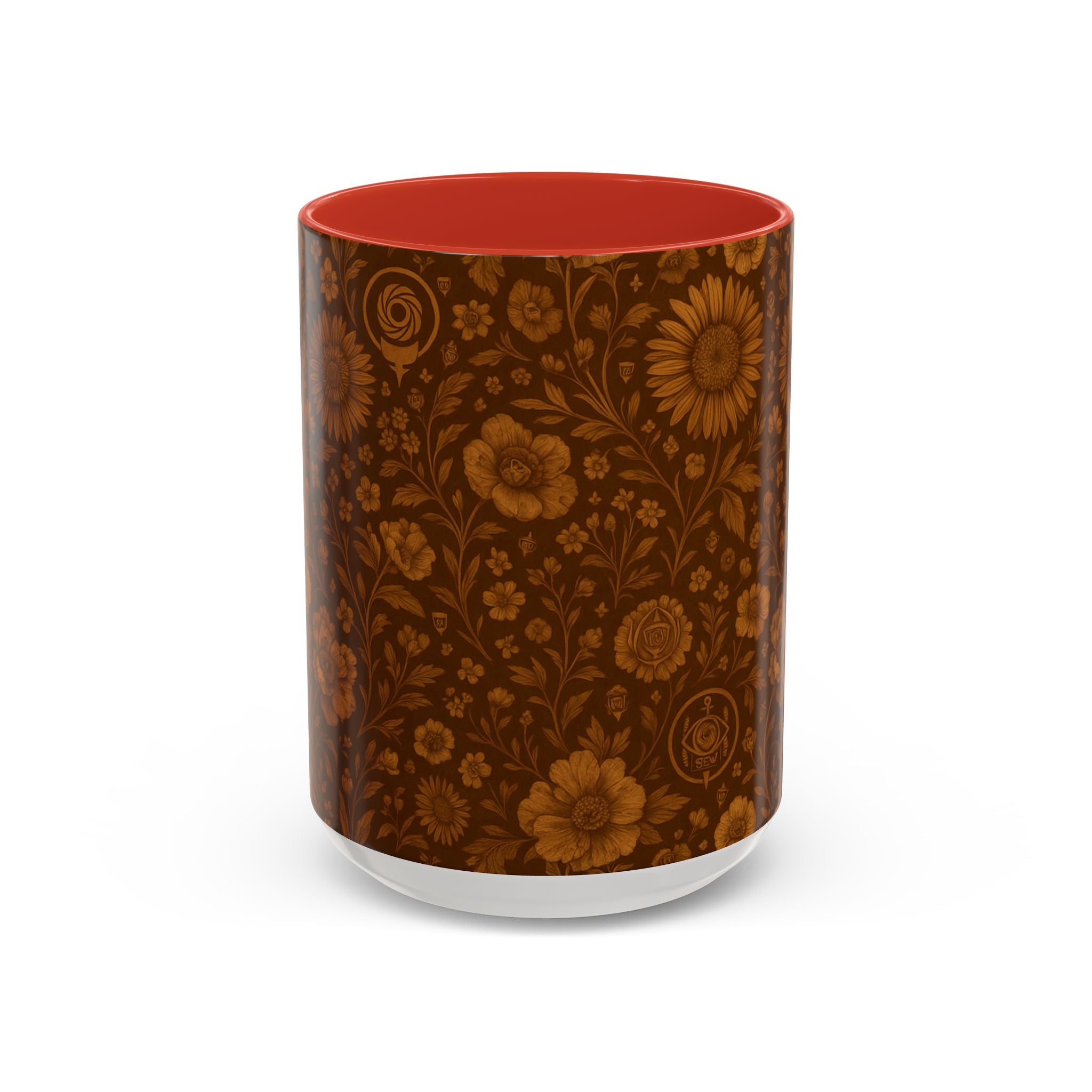 SEV ACCENT COFFEE MUG — BURNT SIENNA OCHRE FLORAL — alternate view 9 of 68