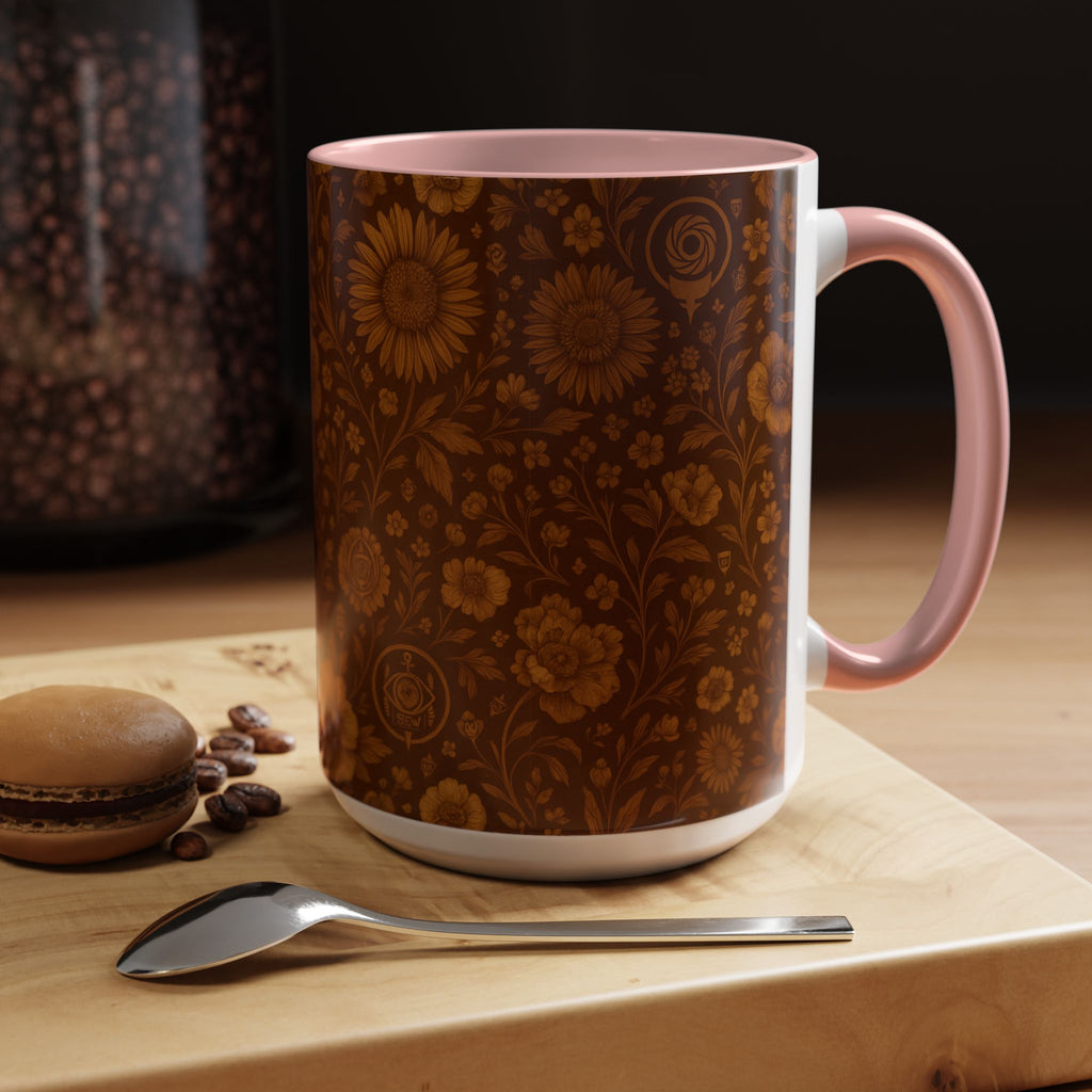 SEV ACCENT COFFEE MUG — BURNT SIENNA OCHRE FLORAL — alternate view 38 of 68