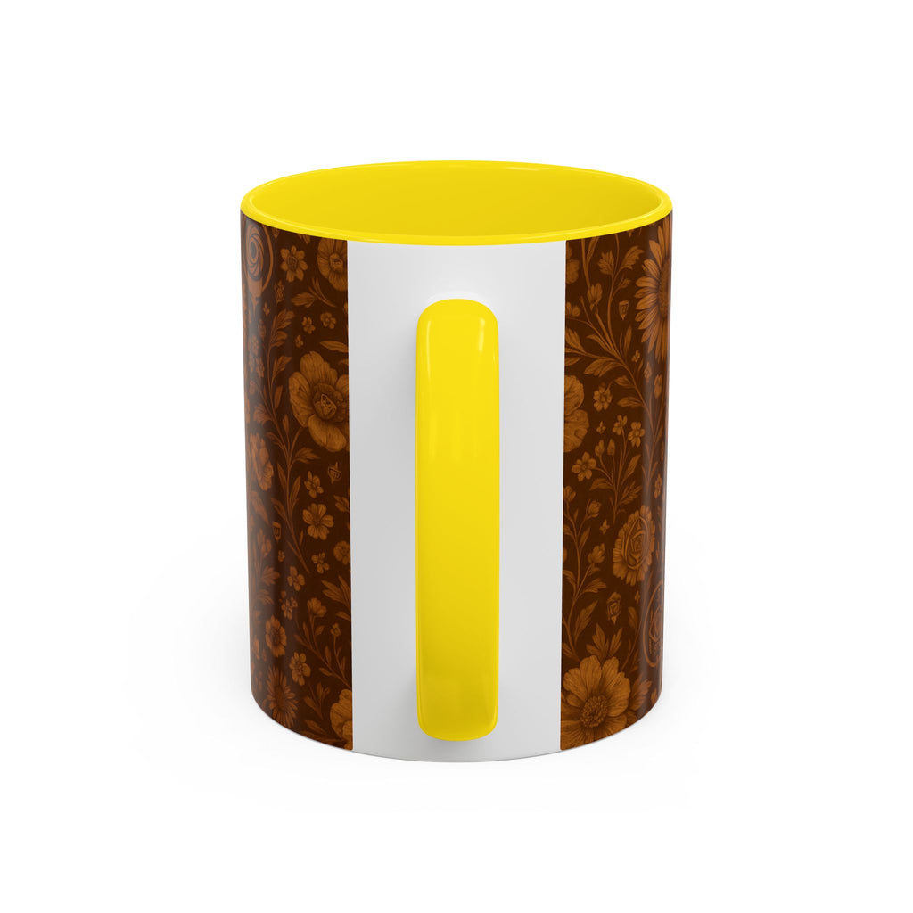 SEV ACCENT COFFEE MUG — BURNT SIENNA OCHRE FLORAL — alternate view 52 of 68