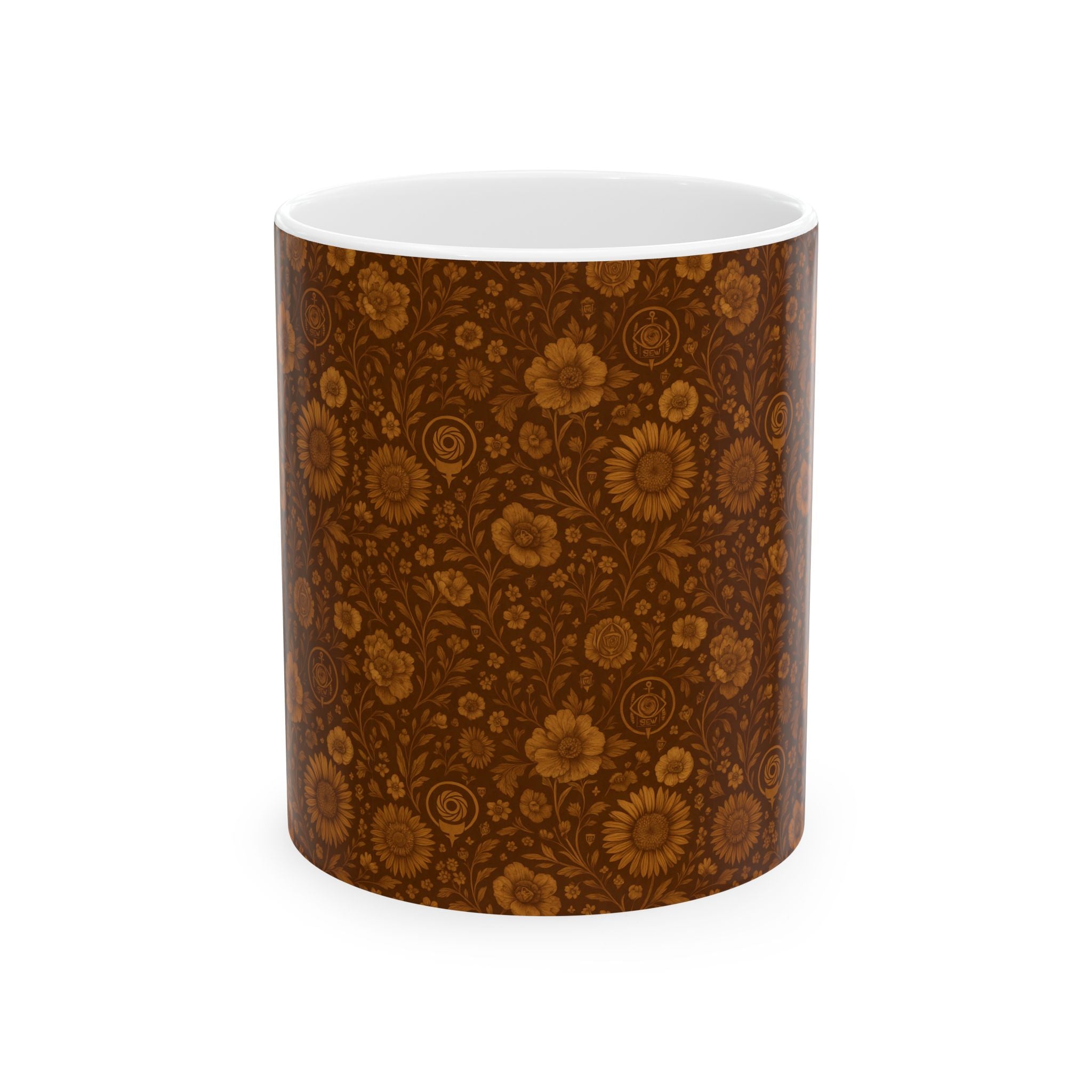 SEV CERAMIC MUG — BURNT SIENNA OCHRE FLORAL — alternate view 1 of 7