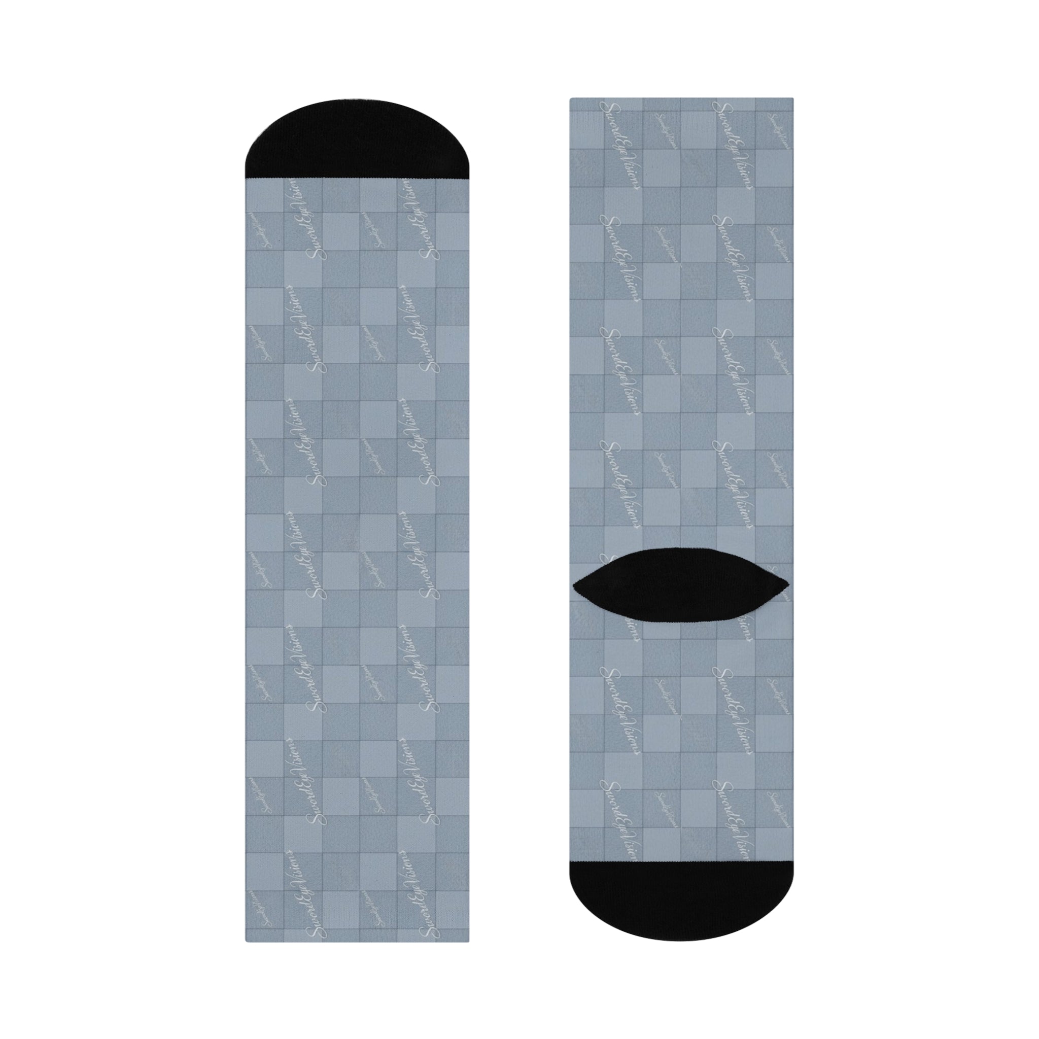Refined Denim Blue Socks — SEV Linear Weave Monogram — alternate view 4 of 4