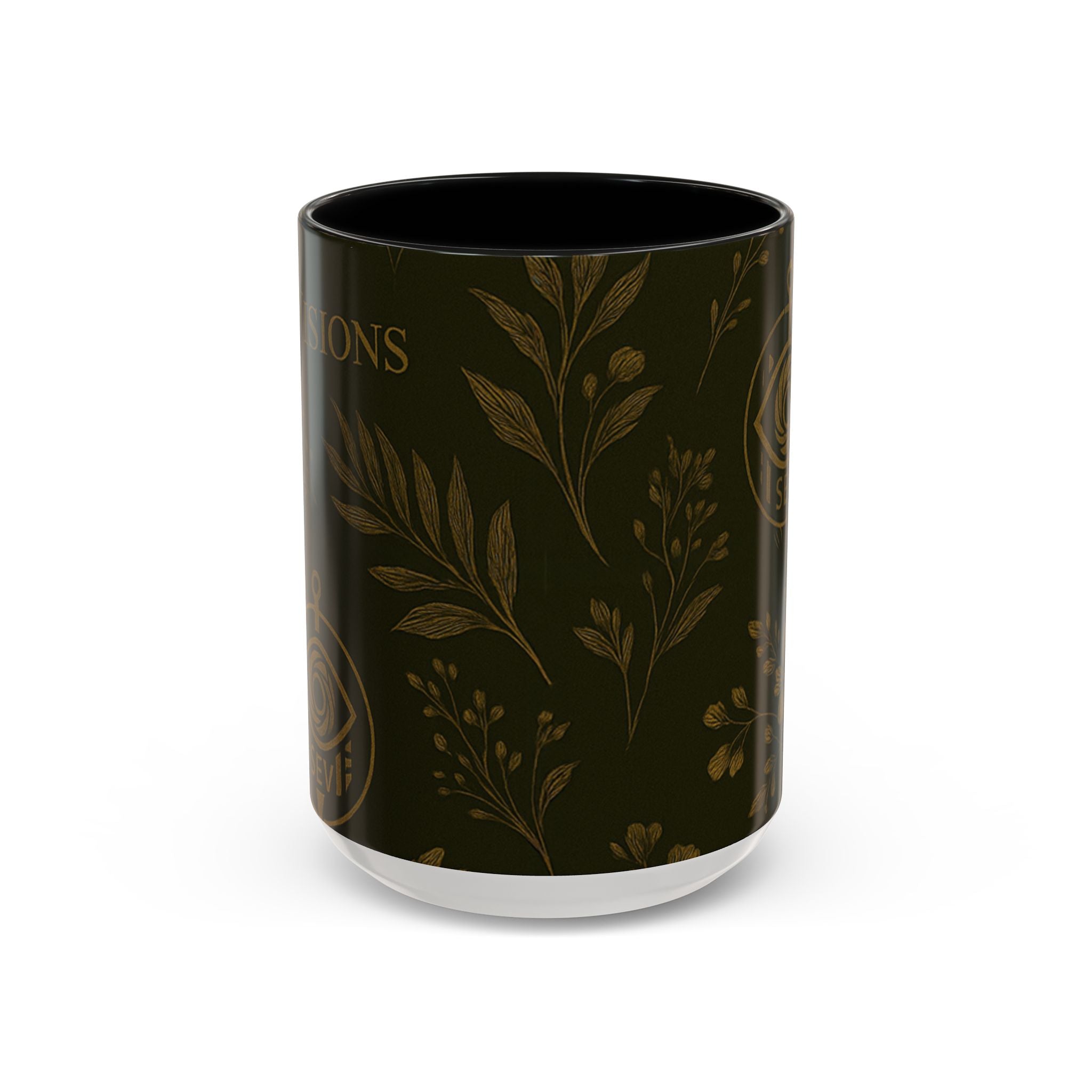 SEV ACCENT COFFEE MUG — DEEP OLIVE GOLD BOTANICAL — alternate view 5 of 68